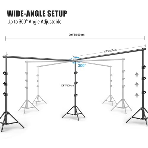 10x20FT Backdrop Support Stand for Photography，Adjustable Width & Length