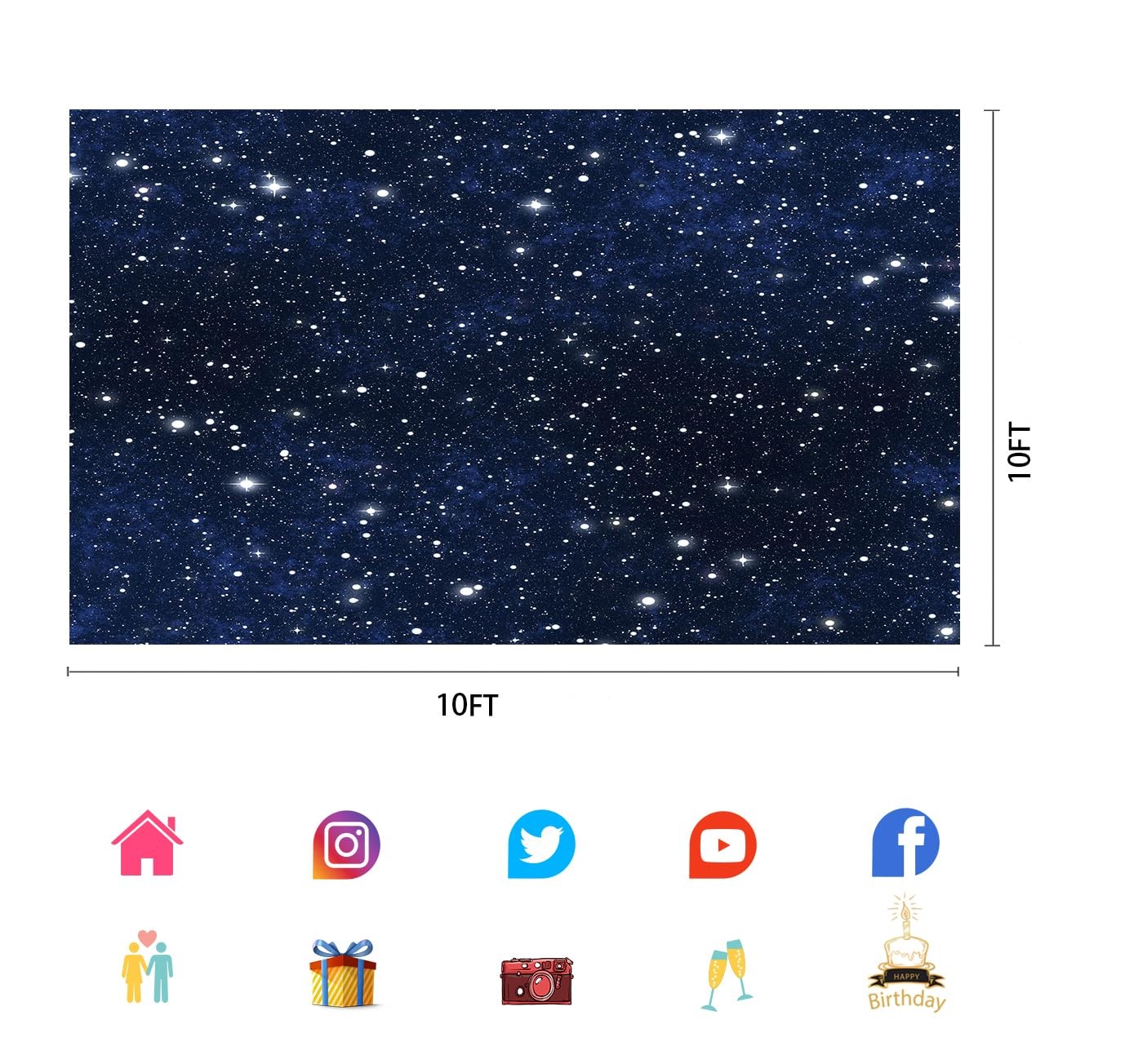 10x10ft Night Starry Sky Photo Backdrop Kids Birthday Party Studio Background