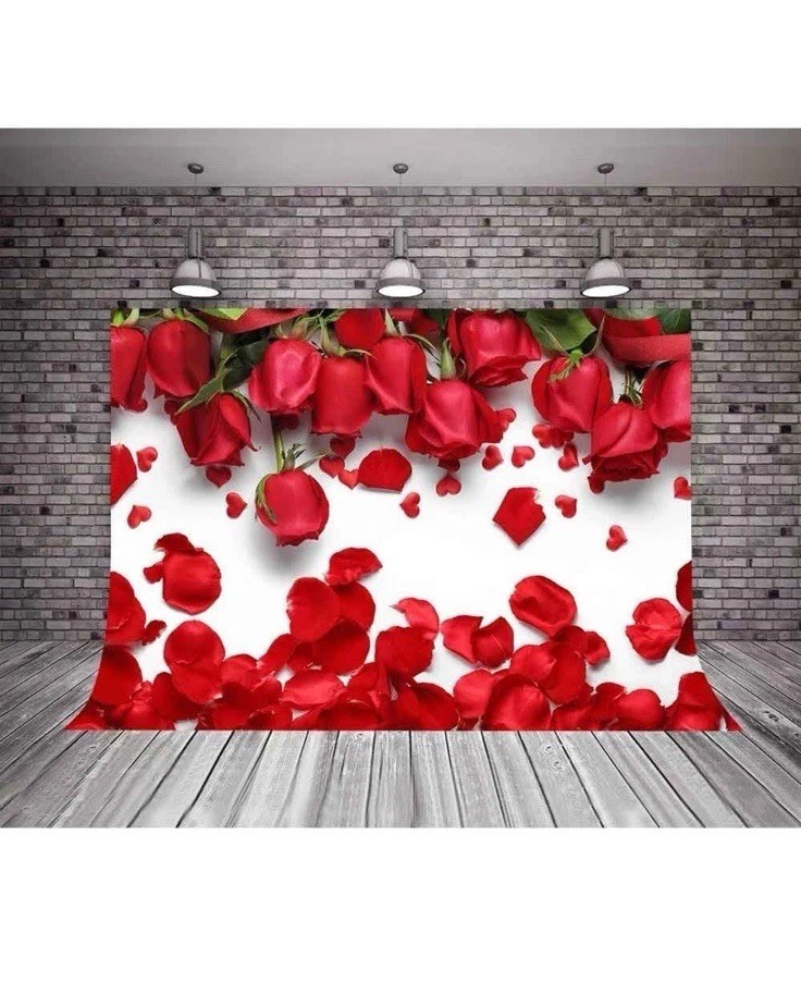 Roses Photo Backdrop 10x7ft Love Red Petals Background Valentines FAST SHIPPING