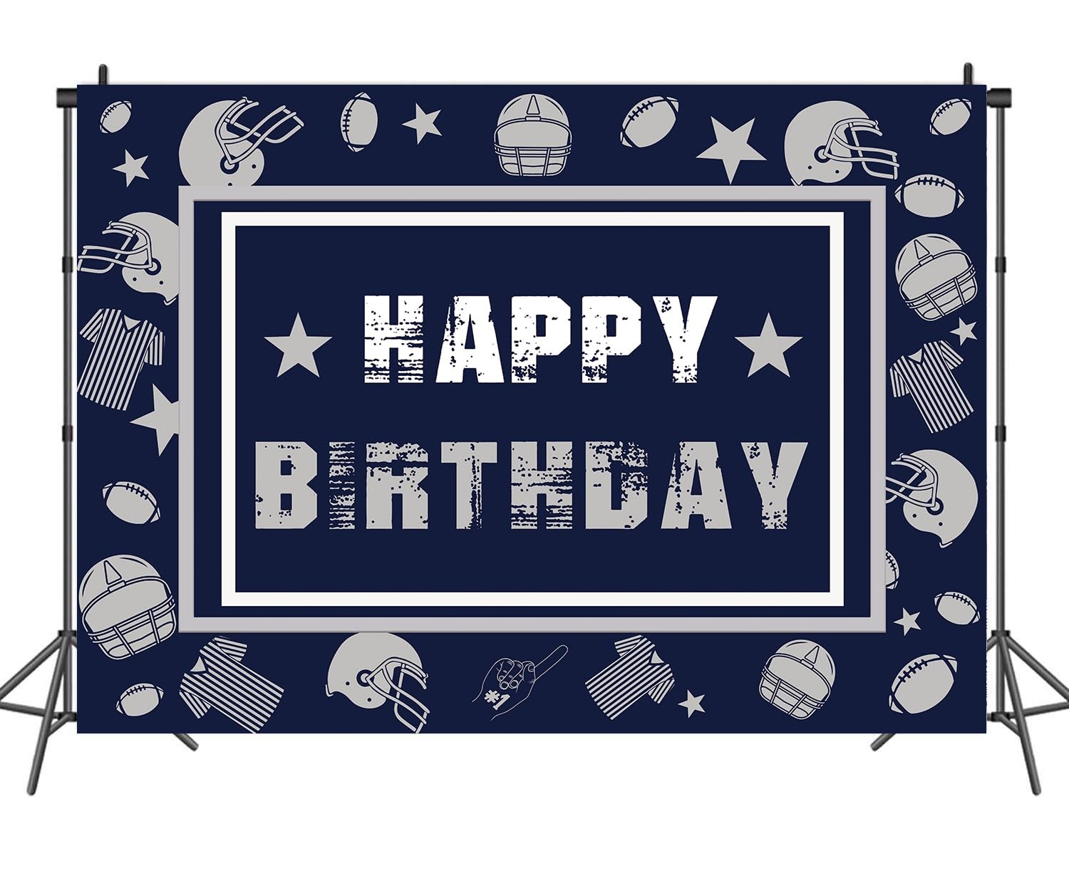 Football Backdrop for Party 8x6FT Navy Blue Helmet Cowboy Photography Backgro…