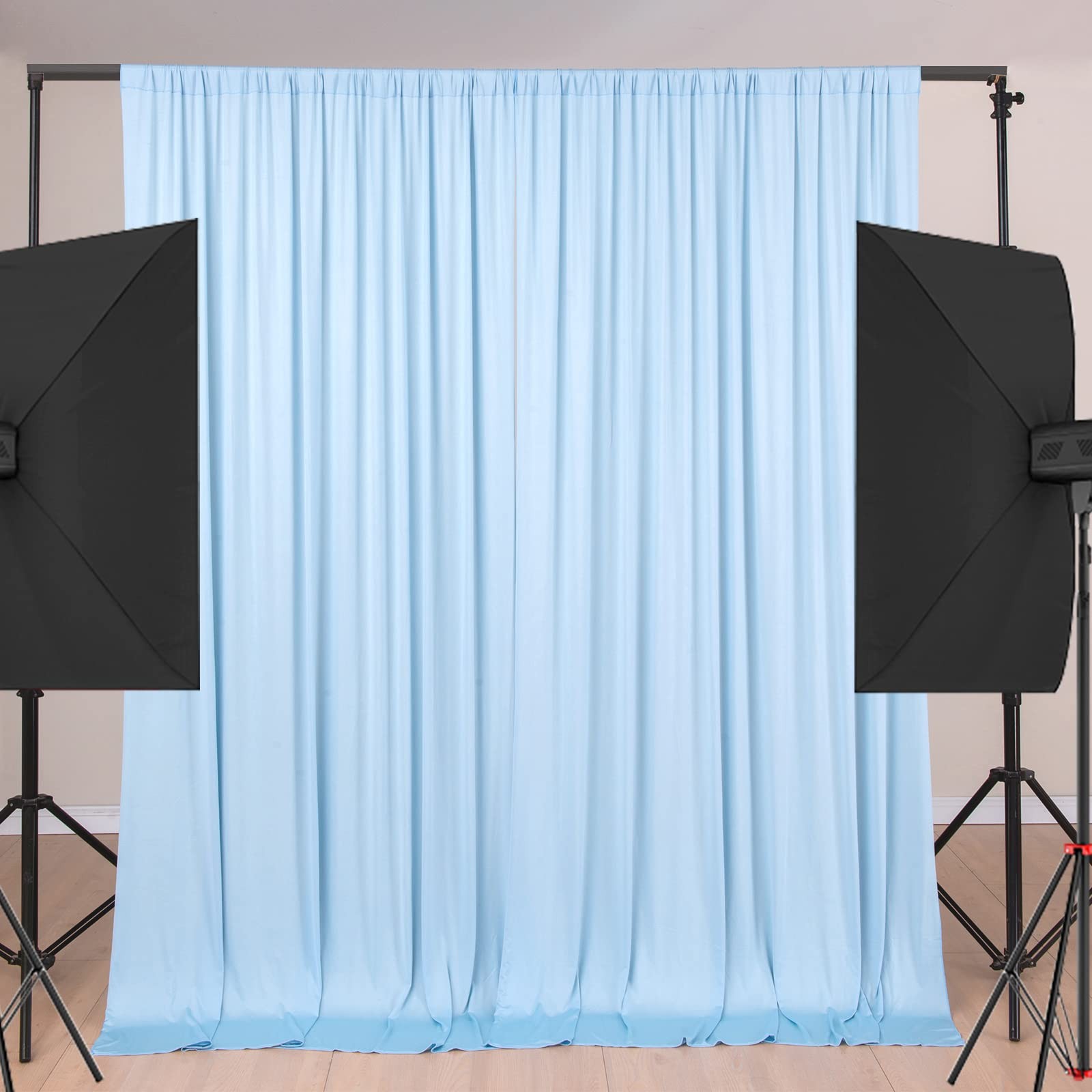 10x9ft Baby Blue Backdrop Curtains Wrinkle Free Thick Fabric, Wedding Party