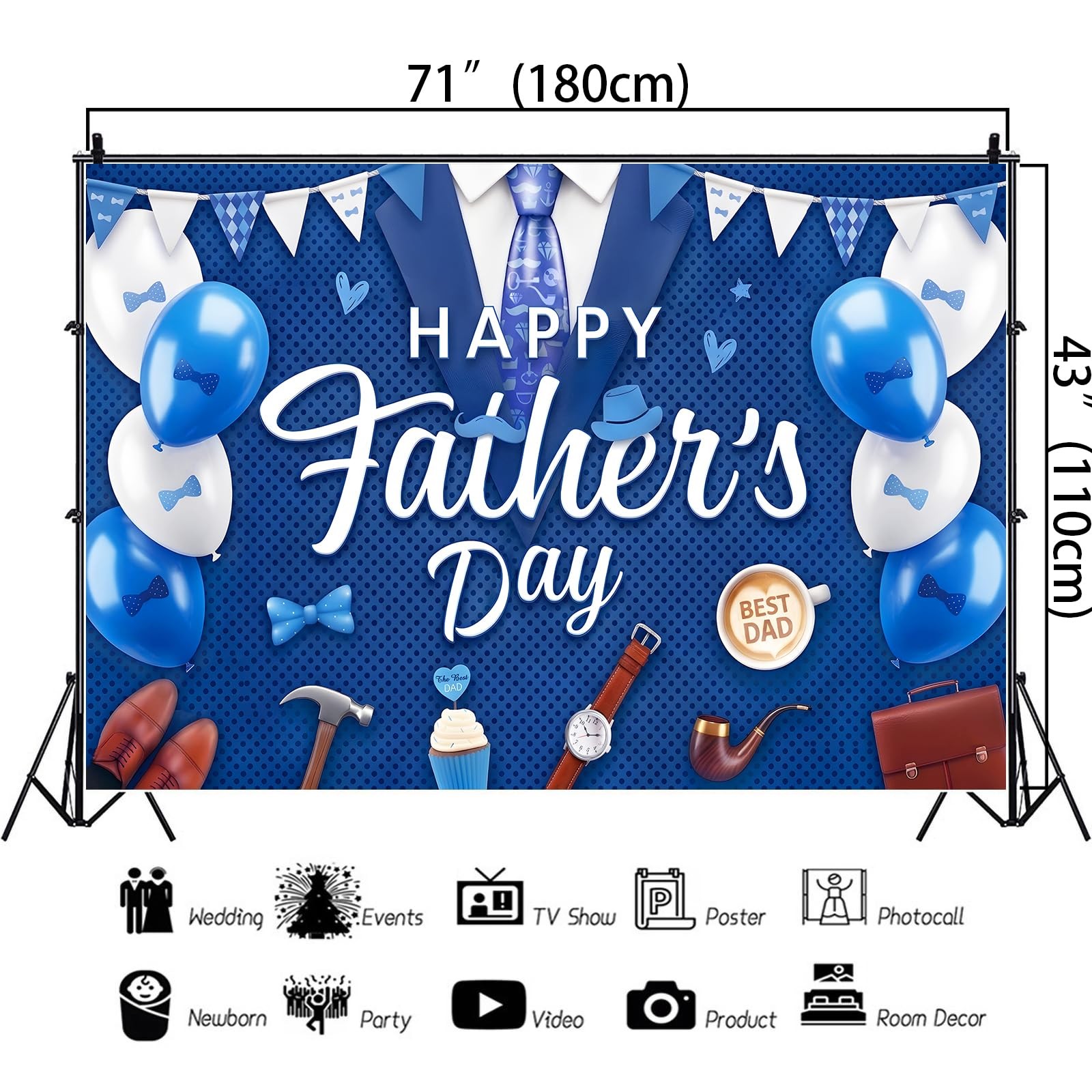 Happy Father’s Day Backdrop Decorations Indoor Outdoor Banner for Photography