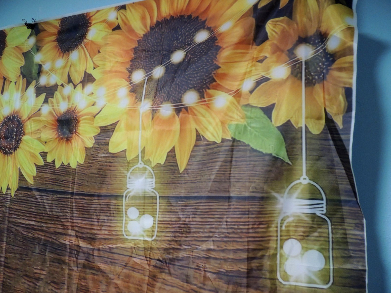 7 x 5 Photo Backdrop image sunflowers & Lights Yellow Brown Green