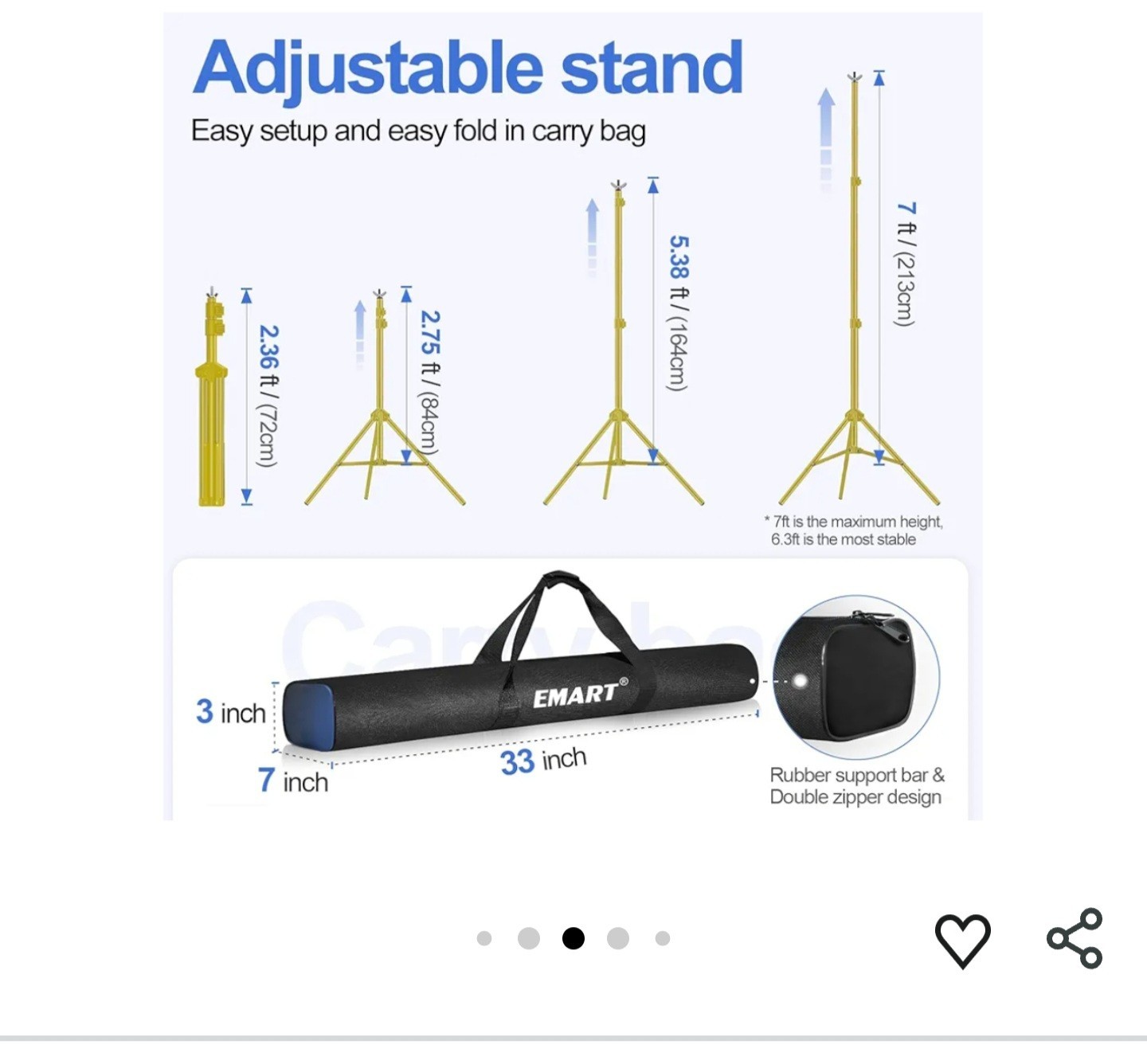 EMART Backdrop Stand 10x7ft(WxH) Photo Studio Adjustable Background Stand Suppor