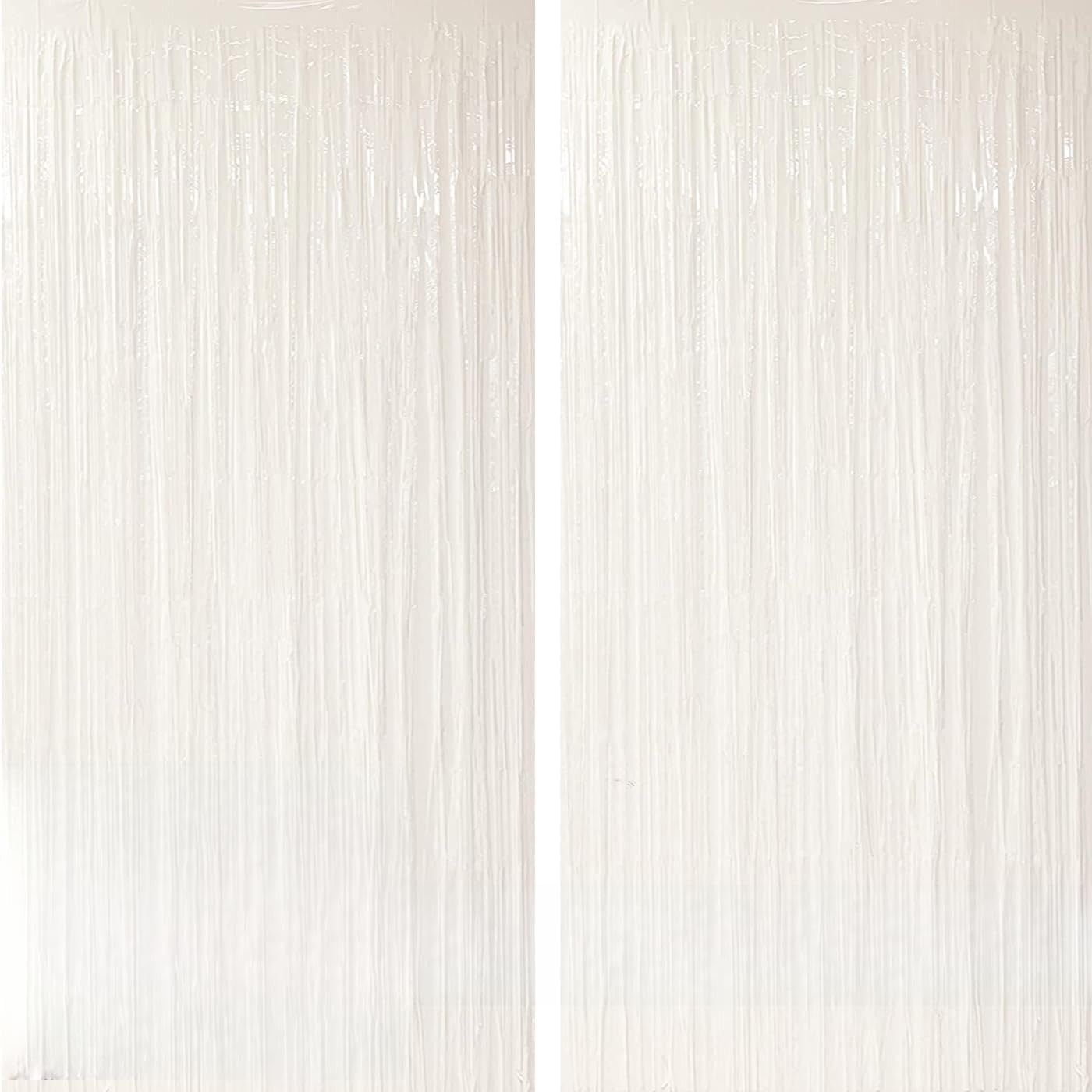 White Door Streamers Backdrop Curtains Tinsel Foil Fringe Party Decor 2 Packs