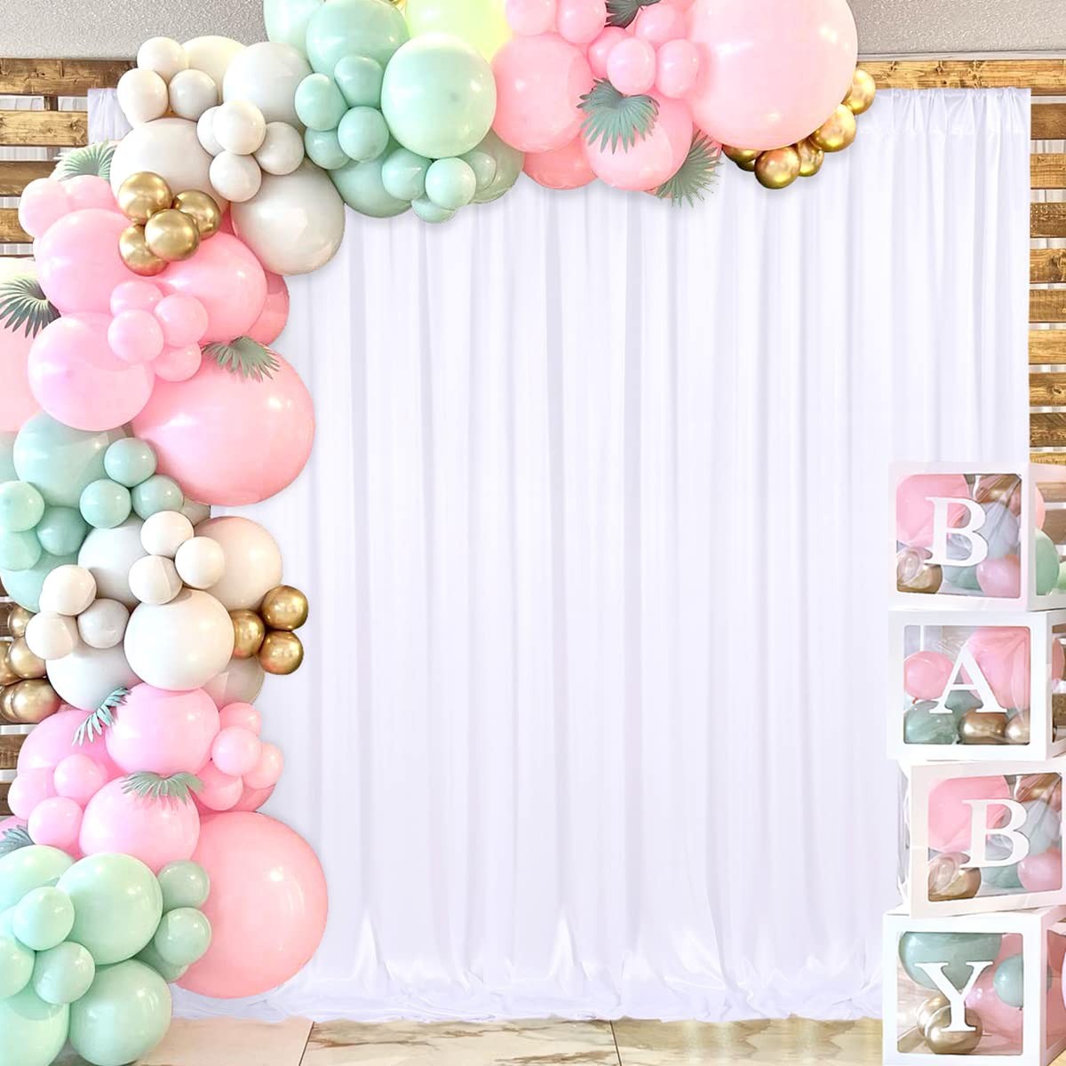 10x10FT White Backdrop Curtain for Parties Wedding White Photo Backdrop Curta…