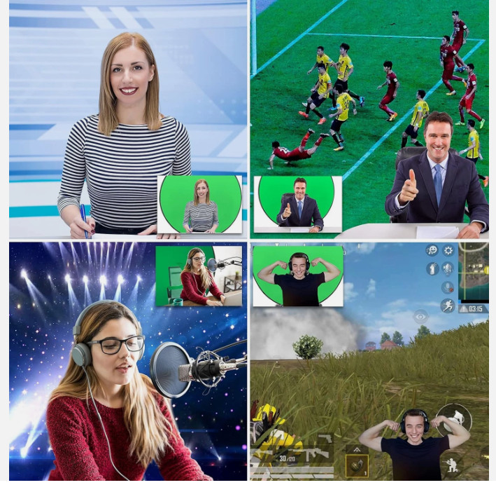 Portable 57″ Green Screen Chair with Double-Sided Backdrop for Streaming & Photo