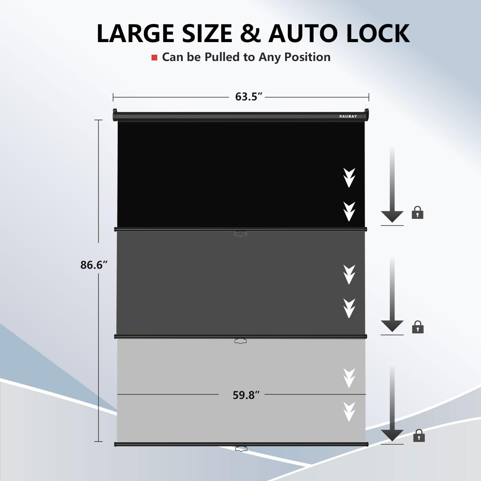 RAUBAY Retractable Pull Down Black Screen Standard(59.8 x 86.6in),