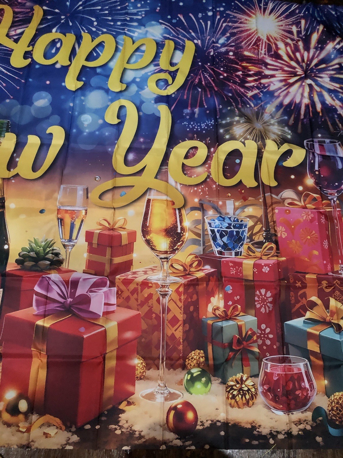 WOLADA Happy New Year Backdrop Multi Color 118.11×82.68 Inches (15ftx7ft)