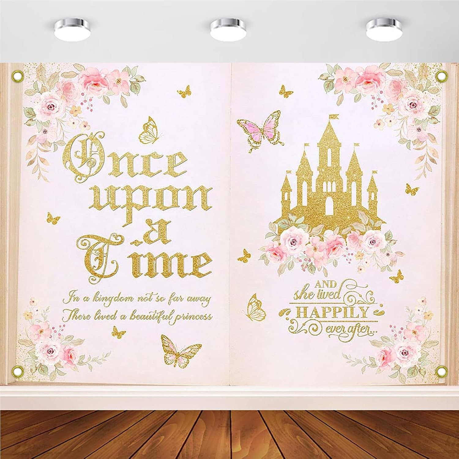 Once Upon a Time Backdrop for Girls Floral Castle Princess Fairy Tale Birthda…