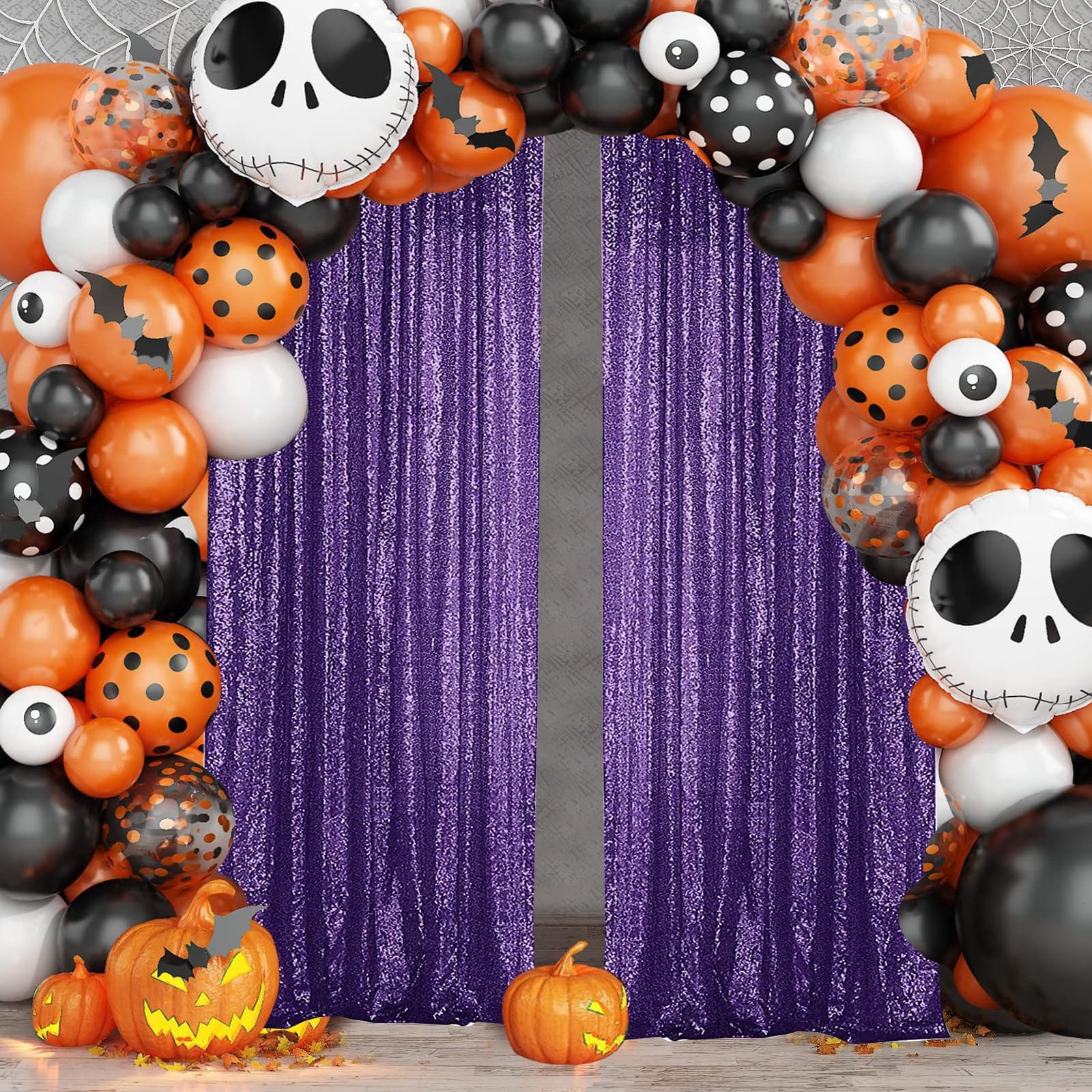 Sugargirl Purple Sequin Backdrop Curtain 4 Panels 2FTx8FT Glitter Purple