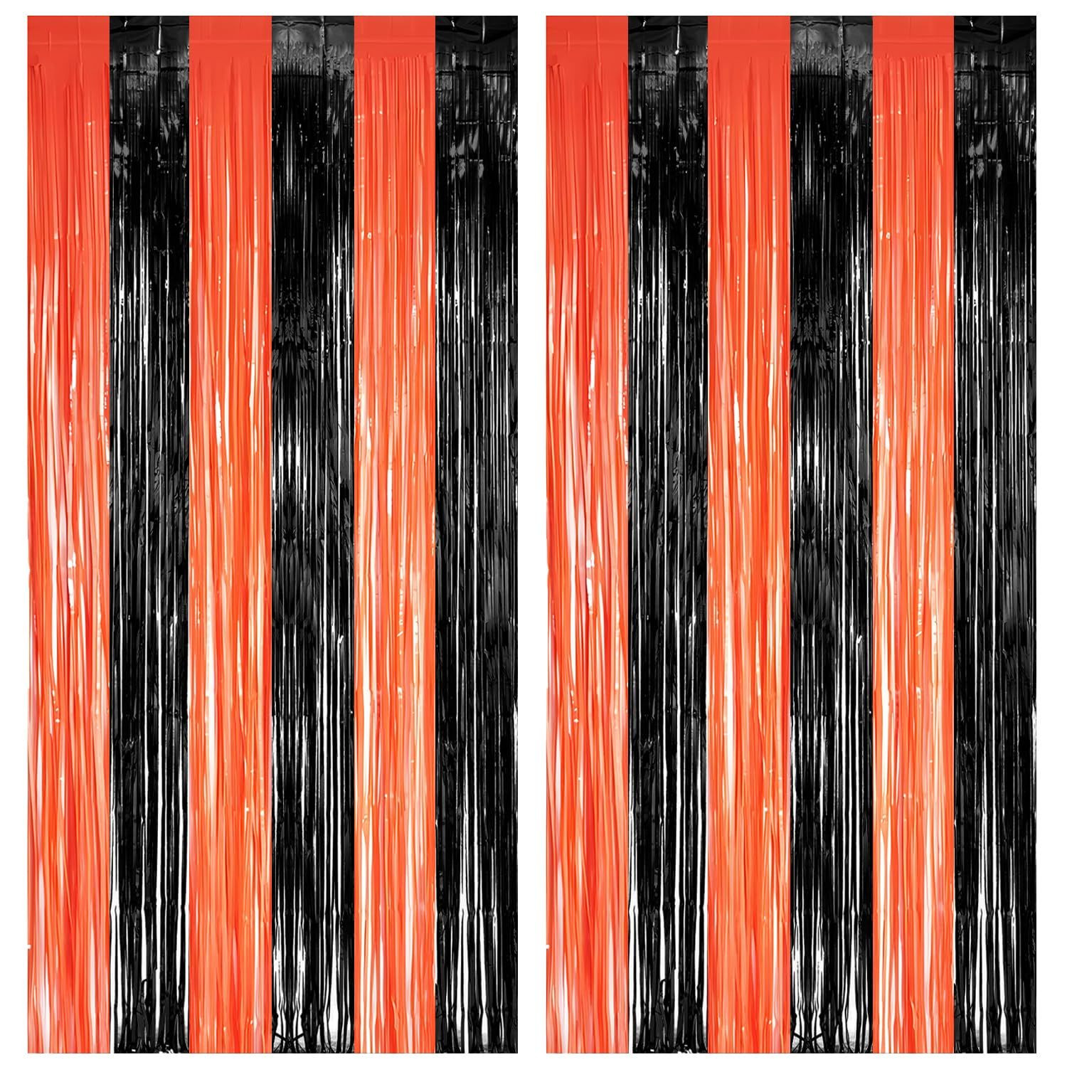Black Orange Streamers Party Backdrop – GREATRIL 3.2ft x 8.2ft,