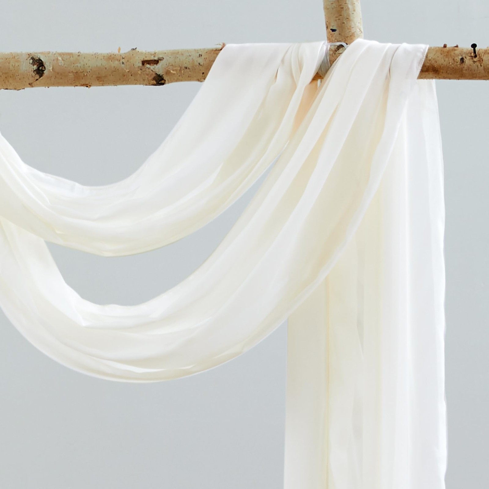 Wedding Arch Draping Fabric 1 Panel 18FT Beige Sheer Chiffon Backdrop Curtain