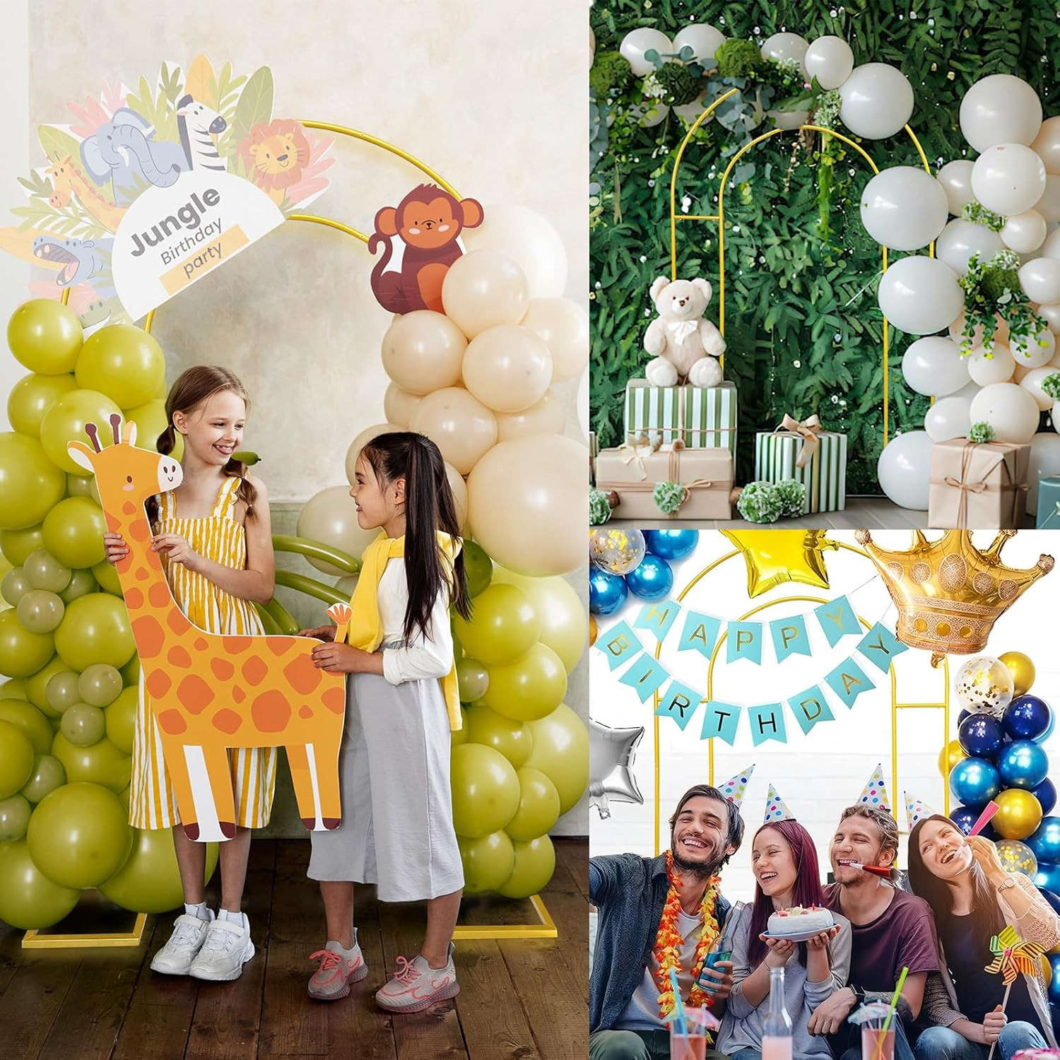 7.2FT Gold Double Arch Backdrop Stand for Weddings, Parties & Photos
