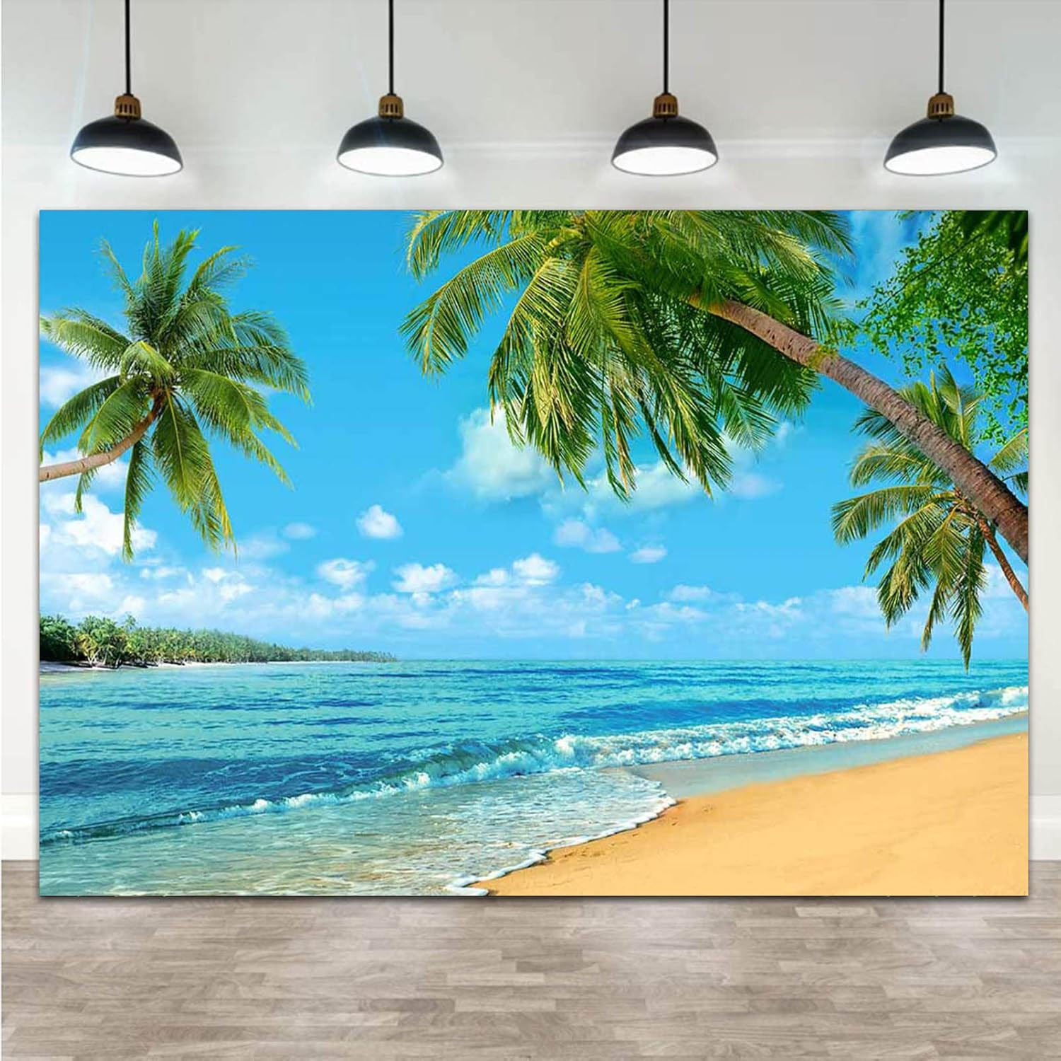 Summer Tropical Hawaii Palm Tree or Beach Photography Backdrops 7X5FT Blue Sea S