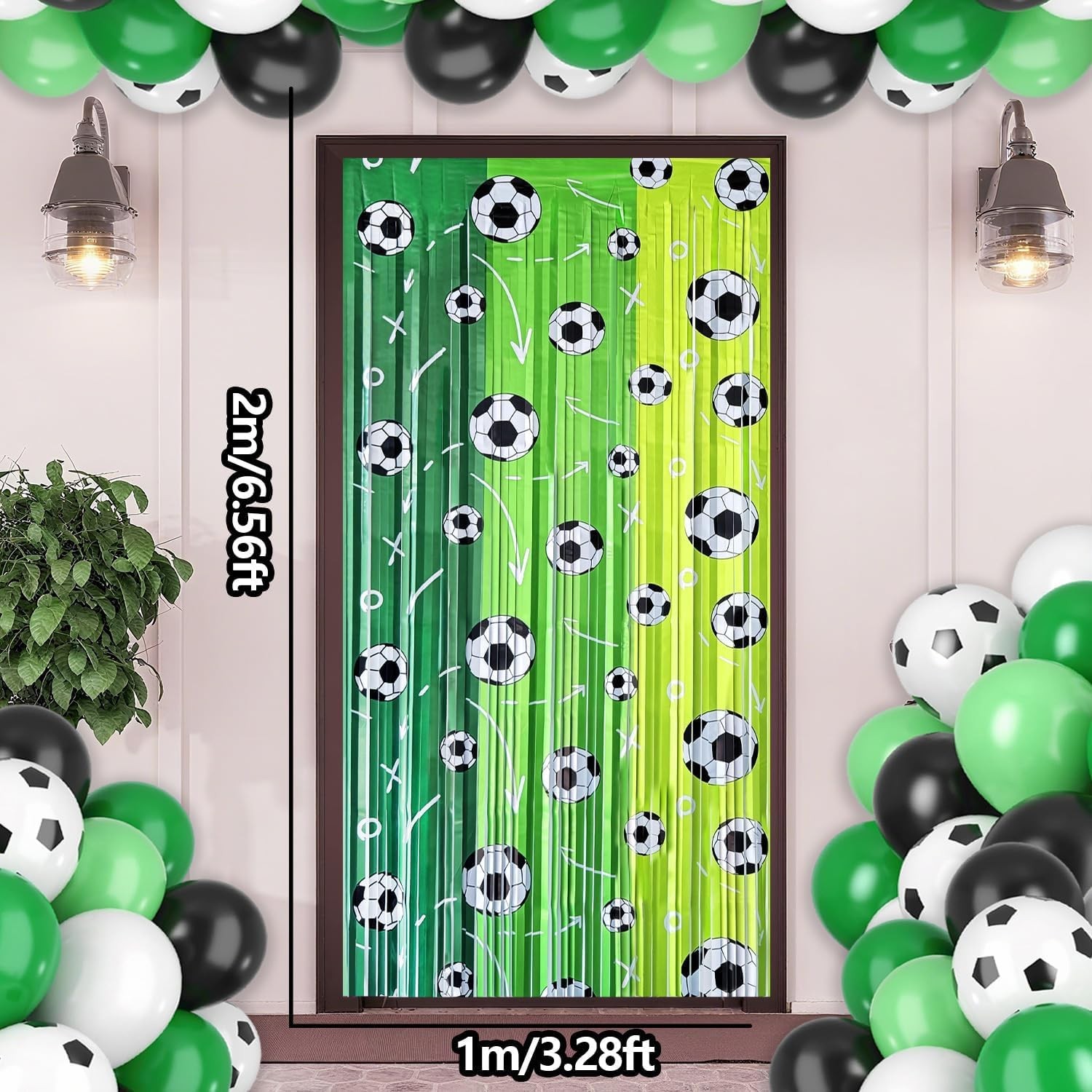 Soccer Foil Fringe Curtains Backdrop Birthday Party Decorations, 2 Pack 3.28 …