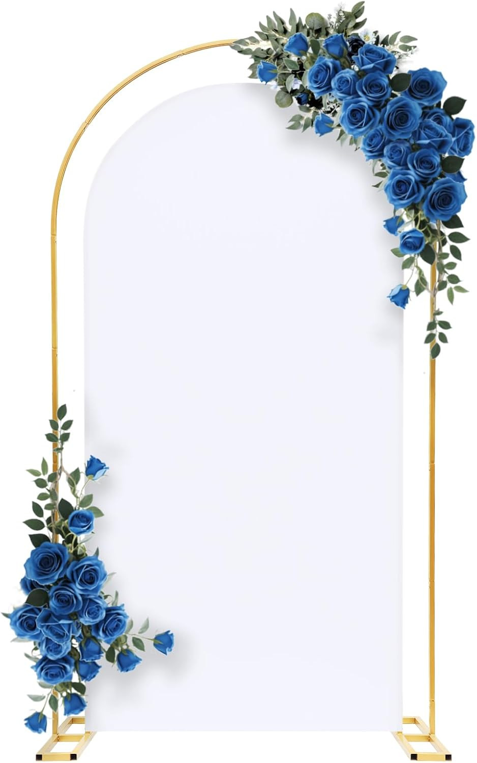 Open Arch Backdrop Stand with White Cover Set,7.2 FT Metal Double U Shaped Arche