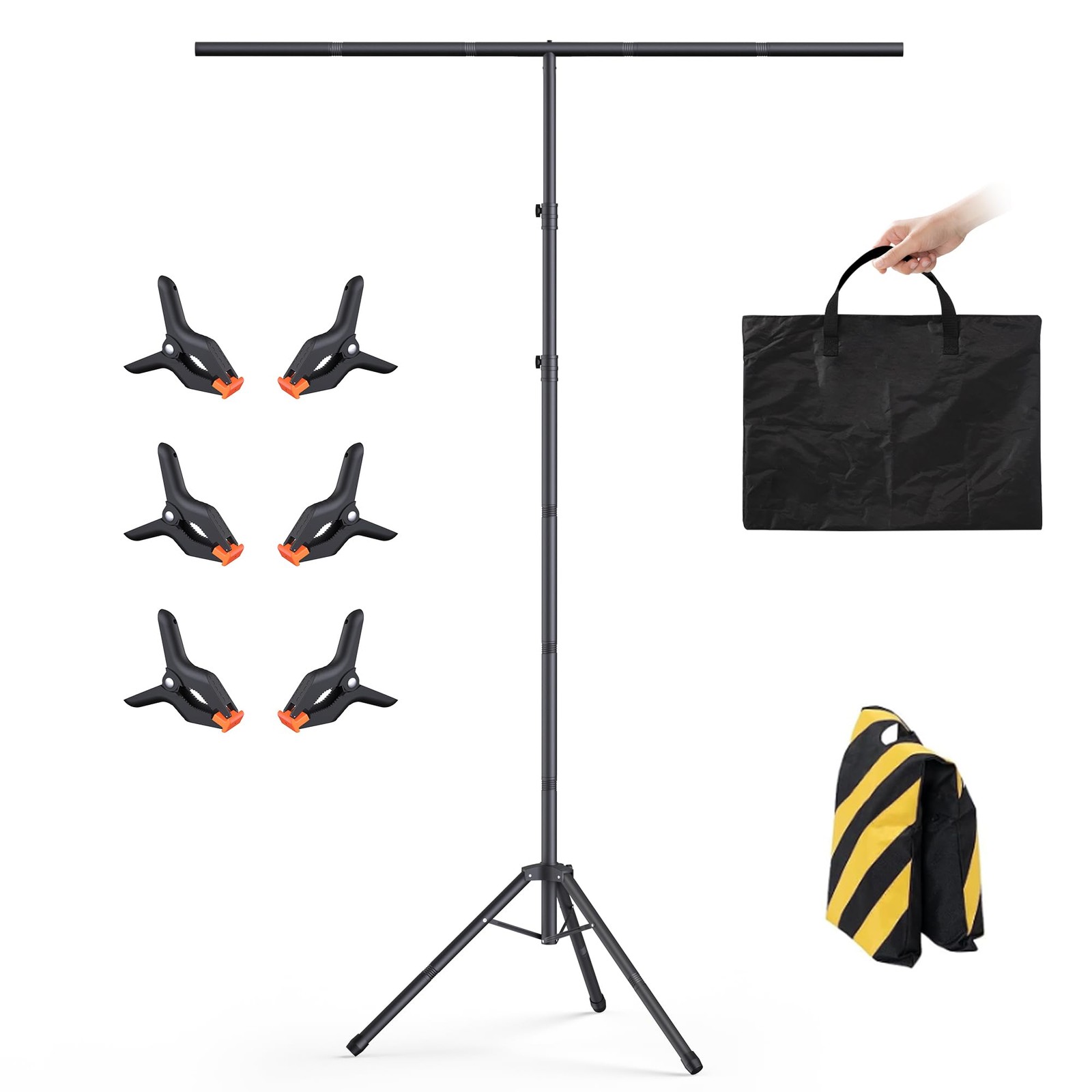 T-Shape Backdrop Stand 8×5.3FT, Height and Width Adjustable Background Stand …