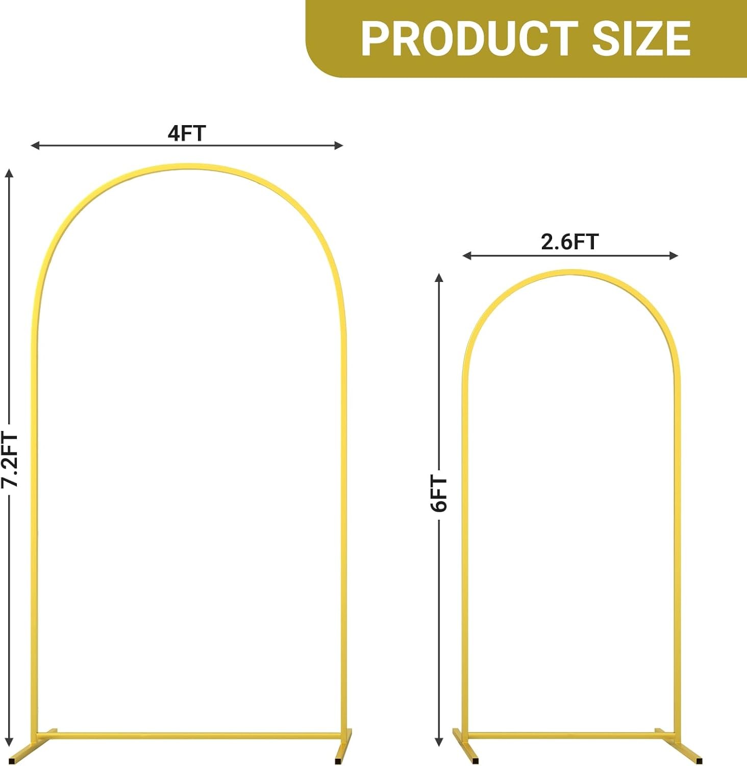 Set of 2 Metal Arch Backdrop Stand Decor for Wedding Birthday Party 6FT/7.2FT