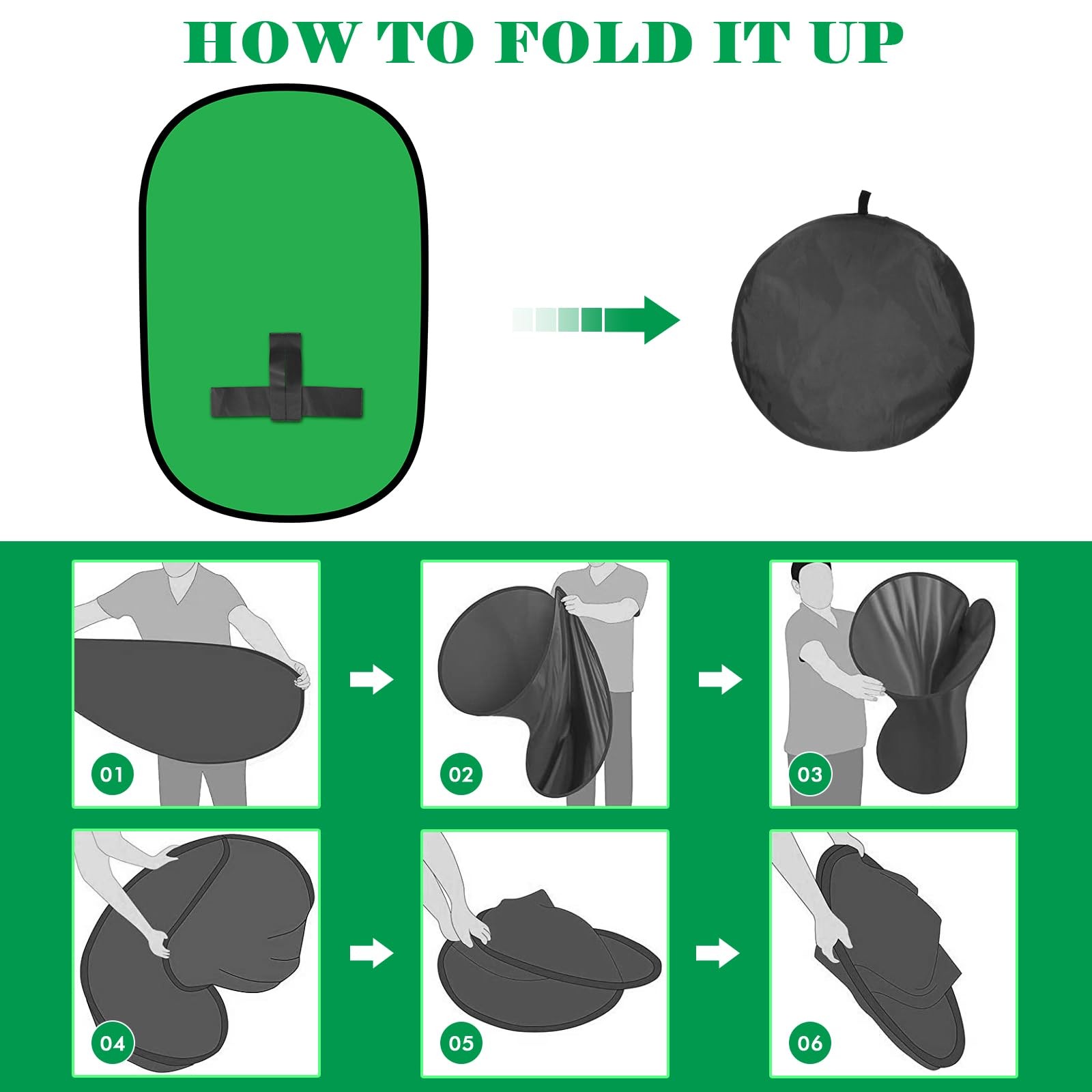 Green Screen Backdrop, 58in Portable Green Screen Chair with Stand Double Sid…