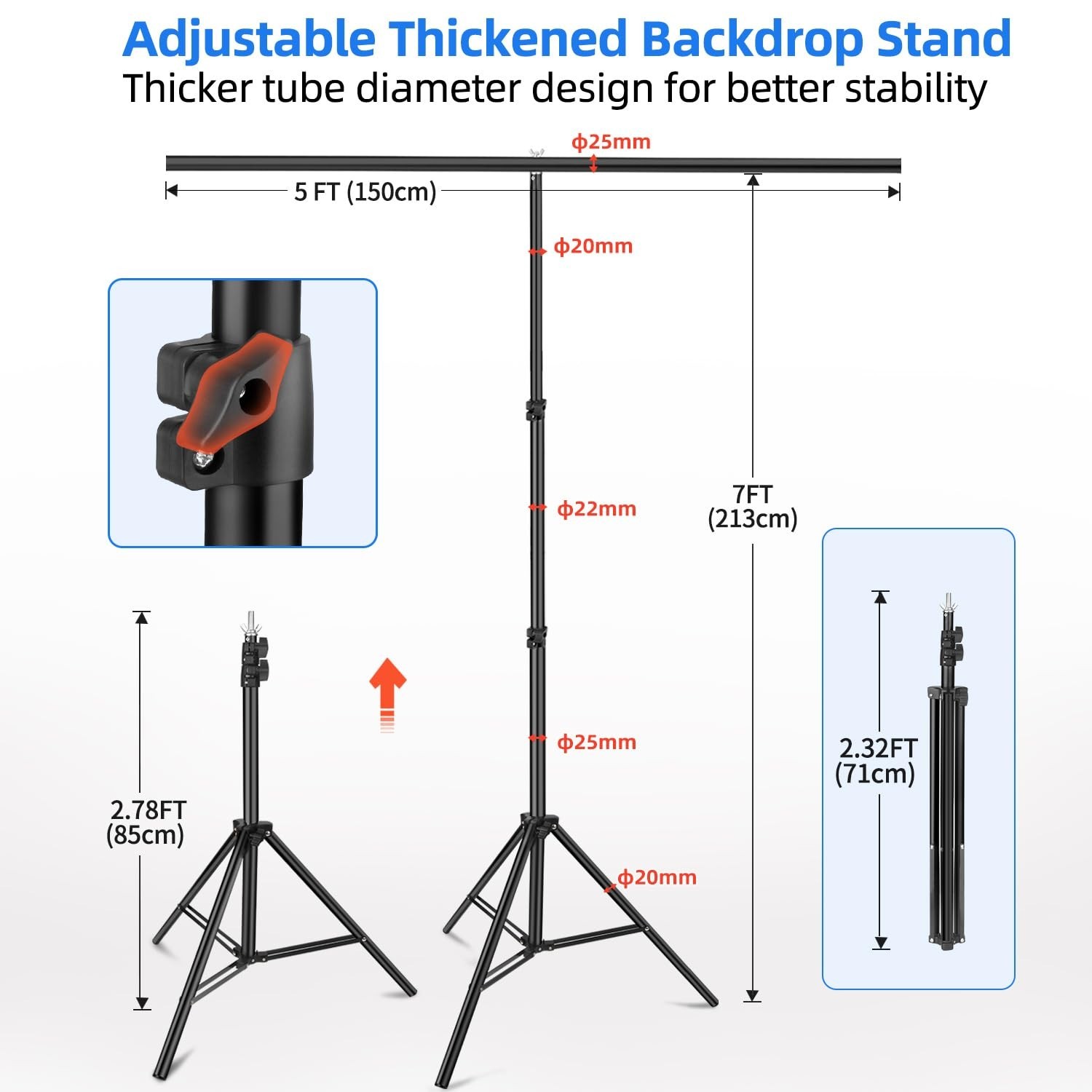 7x5ft Green Screen & 6.5x5ft Blue Backdrop Kit with Stand for Streaming & Photog