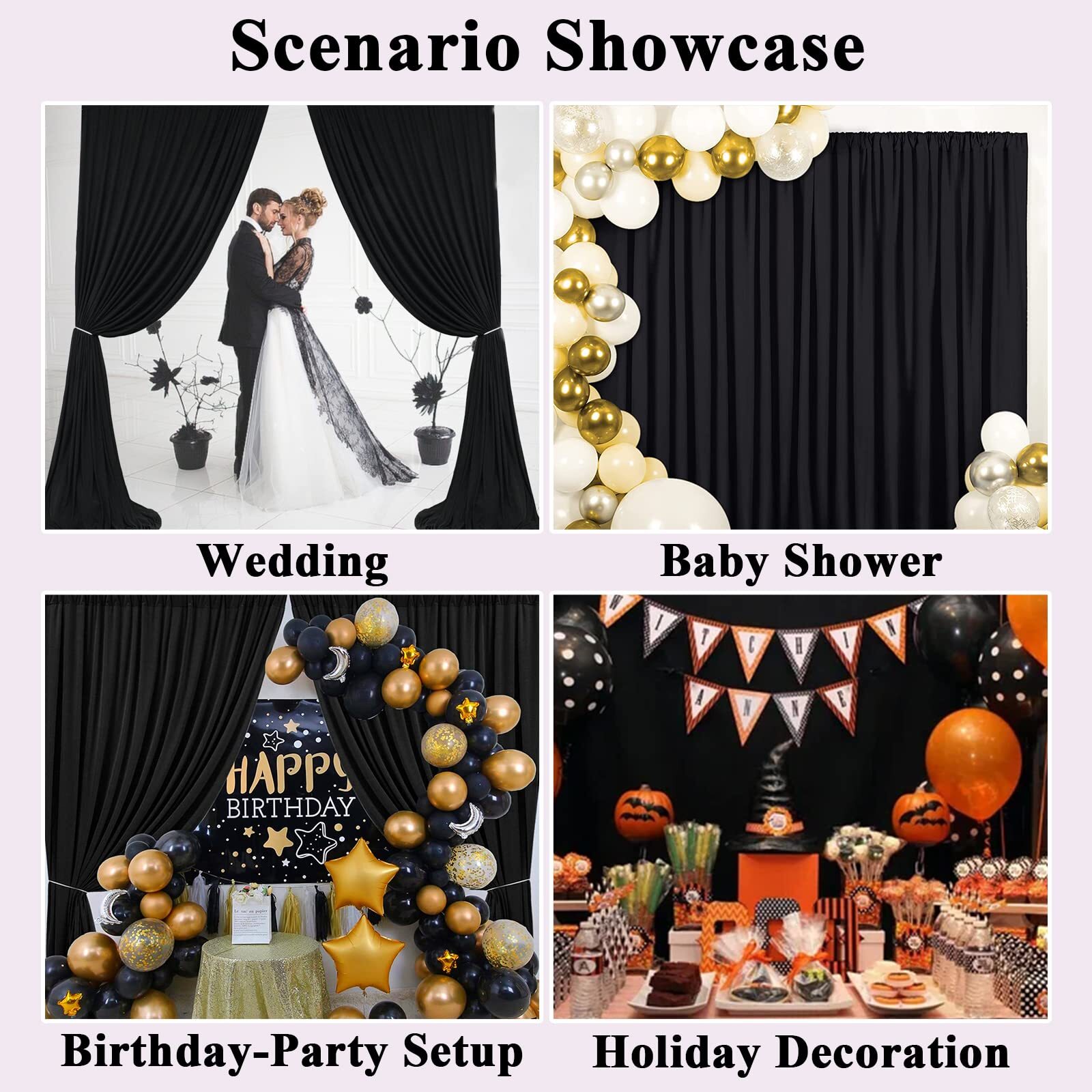 10x10Ft White Backdrop Curtain for Wedding Baby Shower Party Photo Background