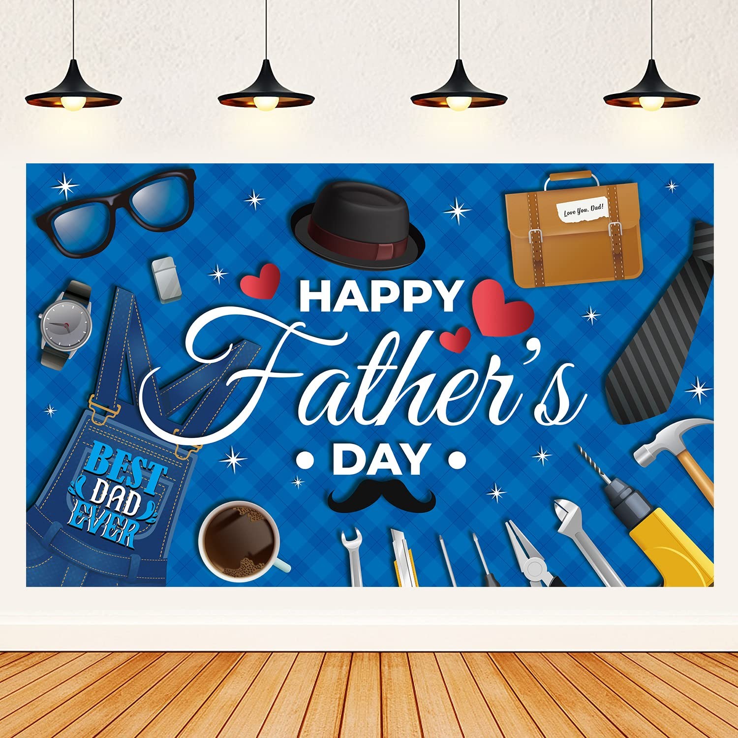 Happy Fathers Day Banner Backdrop,Happy Fathers Day Decorations Backdrop for P..