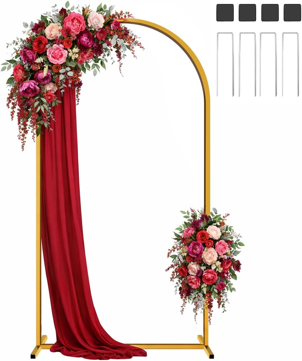 Arch Backdrop Stand Set of 2 7.2ft & 6ft Metal Arch Frame W/ Ground Stakes Party