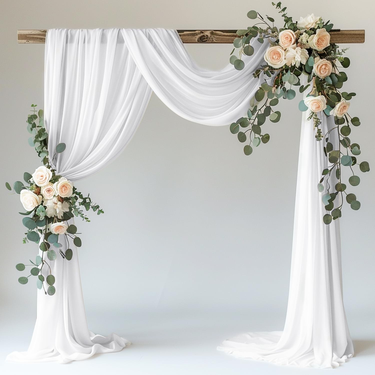 White Wedding Arch Draping Fabric Backdrop 28.7″x20 FT Sheer Drapes