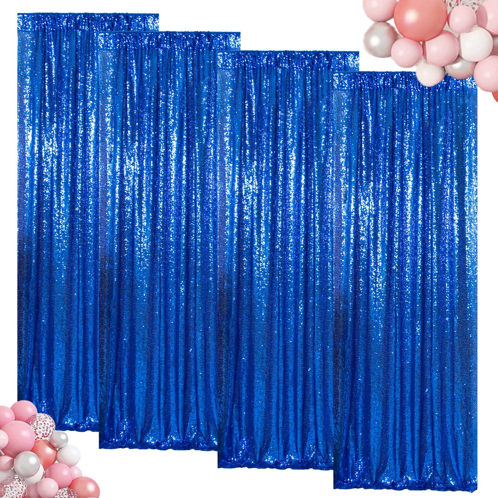 Sequin Curtains 4 Panels Royal Blue Sequin Backdrop Shimmer Backgrounds Party…