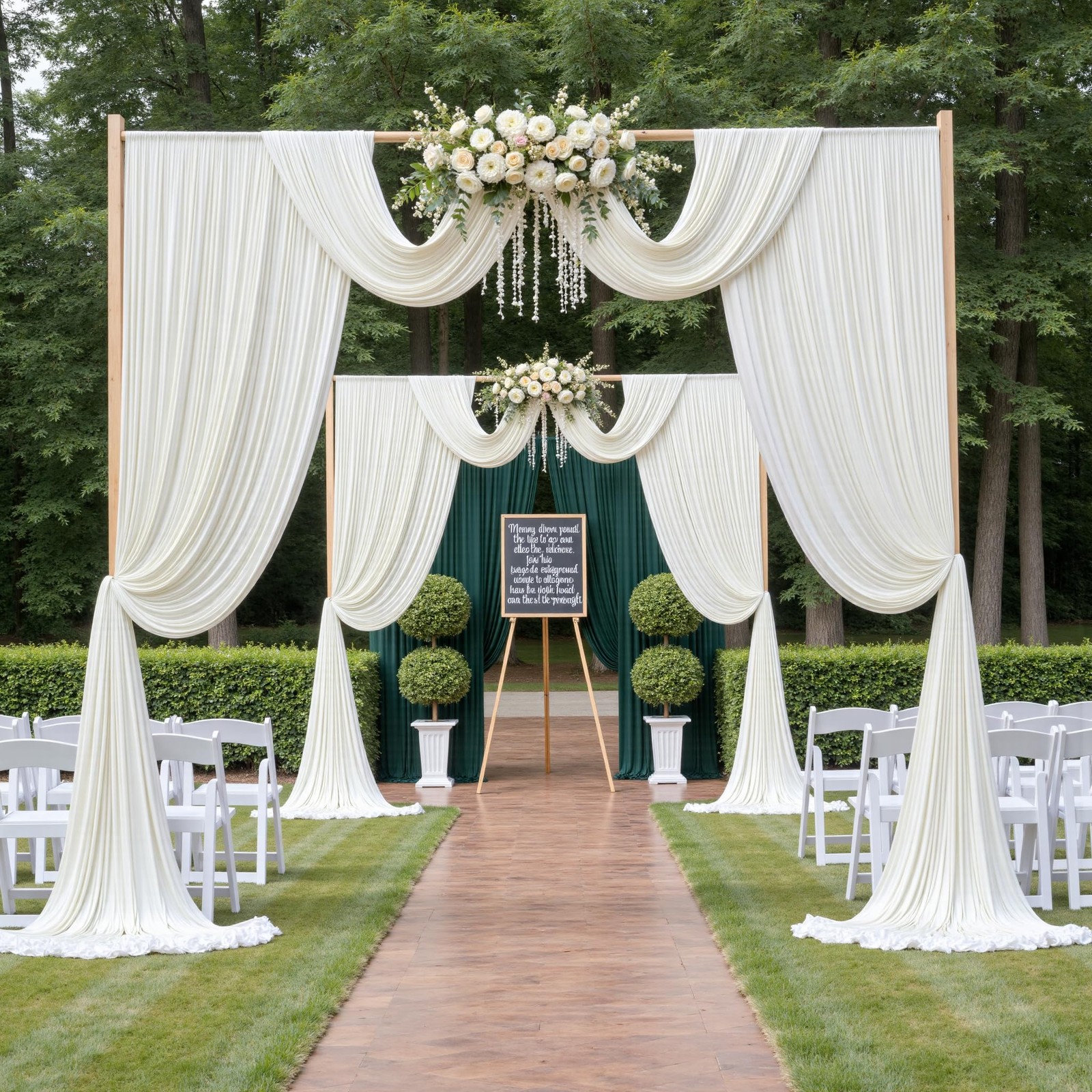 10ft×12ft Ivory Backdrop Curtain for Wedding Parties, 2 Panels Polyester Phot…
