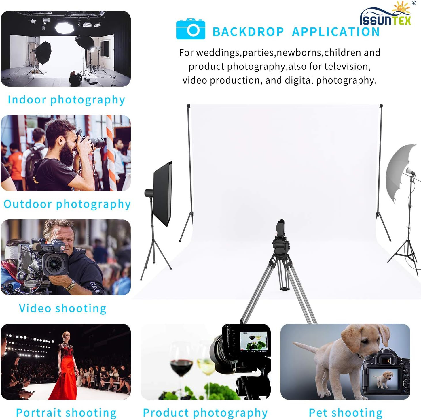 6X9 Ft Background Polyester Backdrop, Photo Studio, Collapsible High Density Scr