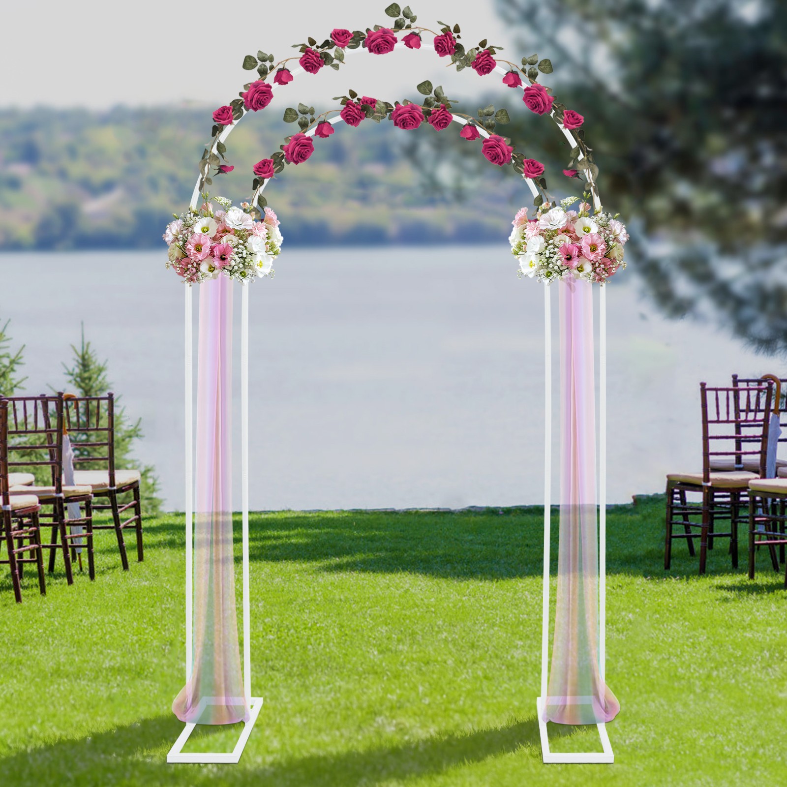 Arch Backdrop Stand,White Wedding Arch Backdrop Stand, Metal Arch Backdrop Stand