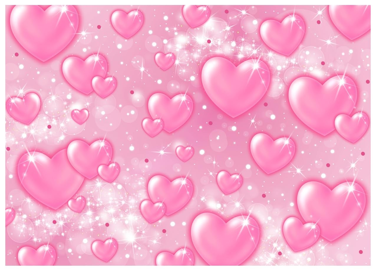 WOLADA Pink Heart Backdrop Valentine’s Day Background for Party 7x5FT,