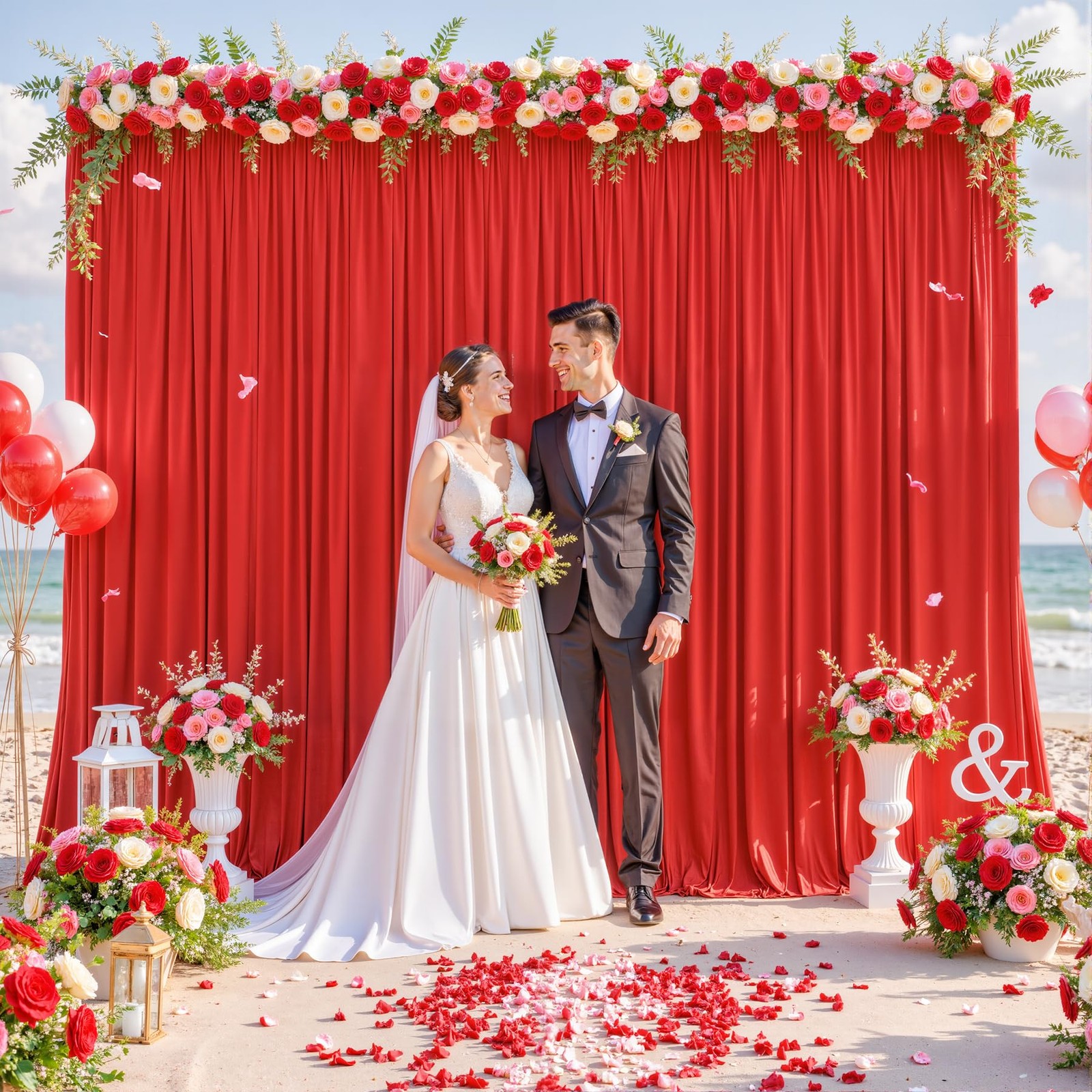 10x7ft Red Backdrop Curtains Polyester Wrinkle Free Drapes Party Photography