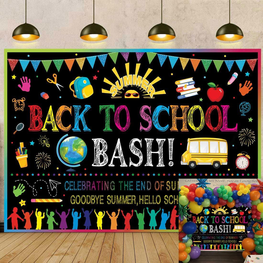 Back to School Bash Backdrop 6X4Ft Celebrating the End of Summer Goodbye Summer
