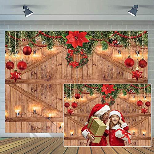 7x5FT Christmas Backdrop New Year Party Background Barn Door Backdrop 7x5ft
