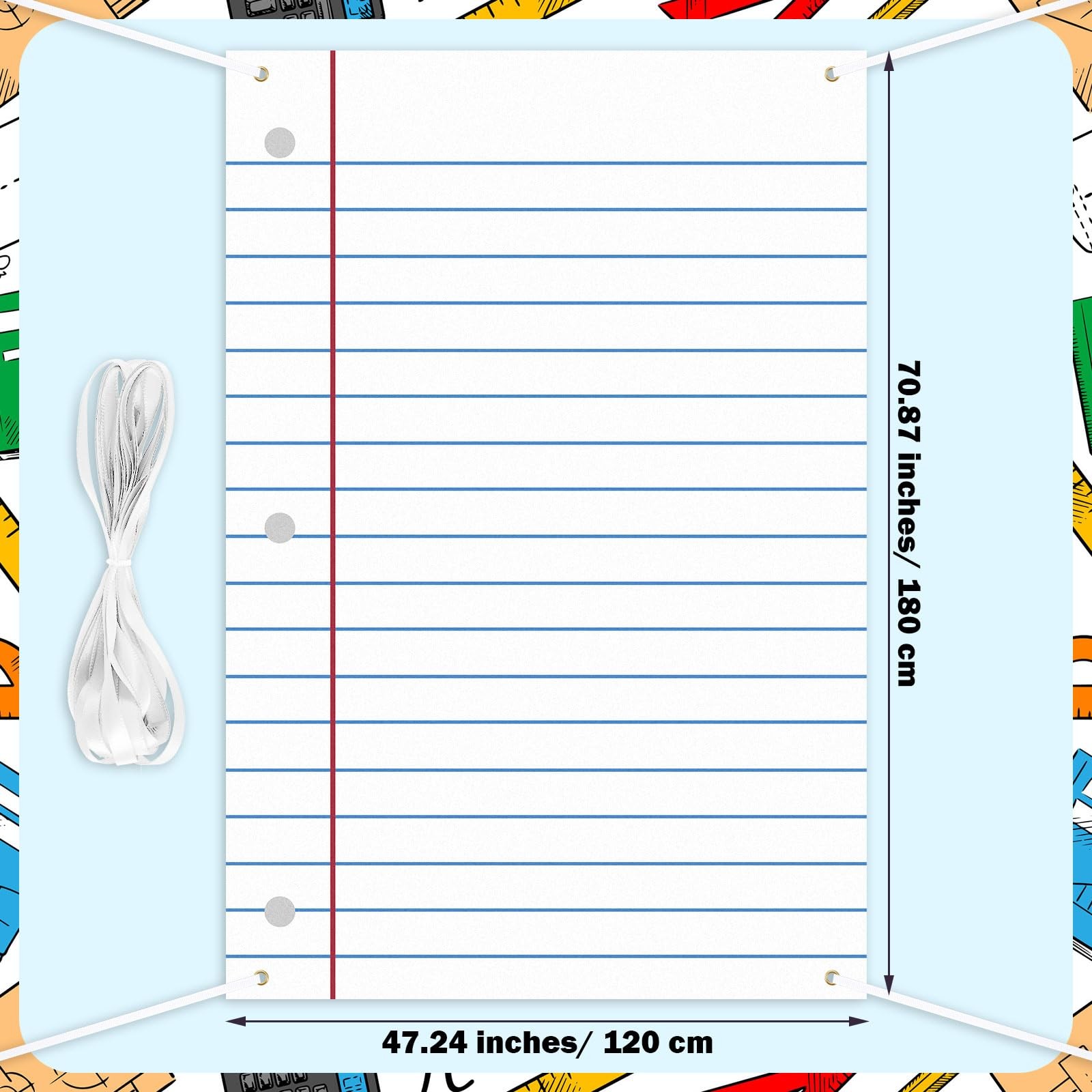 5.9×3.9 Ft School Notebook Paper Backdrop Welcome First Day Classroom Decor