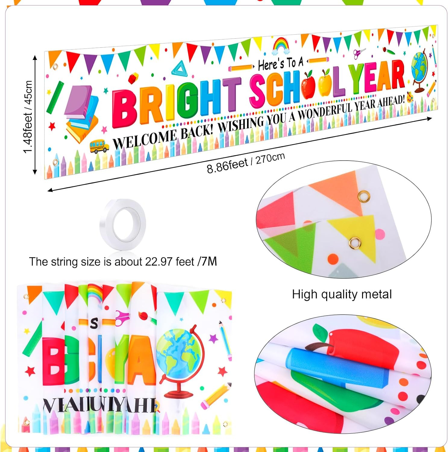 Here’S to a Bright School Year Yard Sign Banner,Back to School Fence Banner for