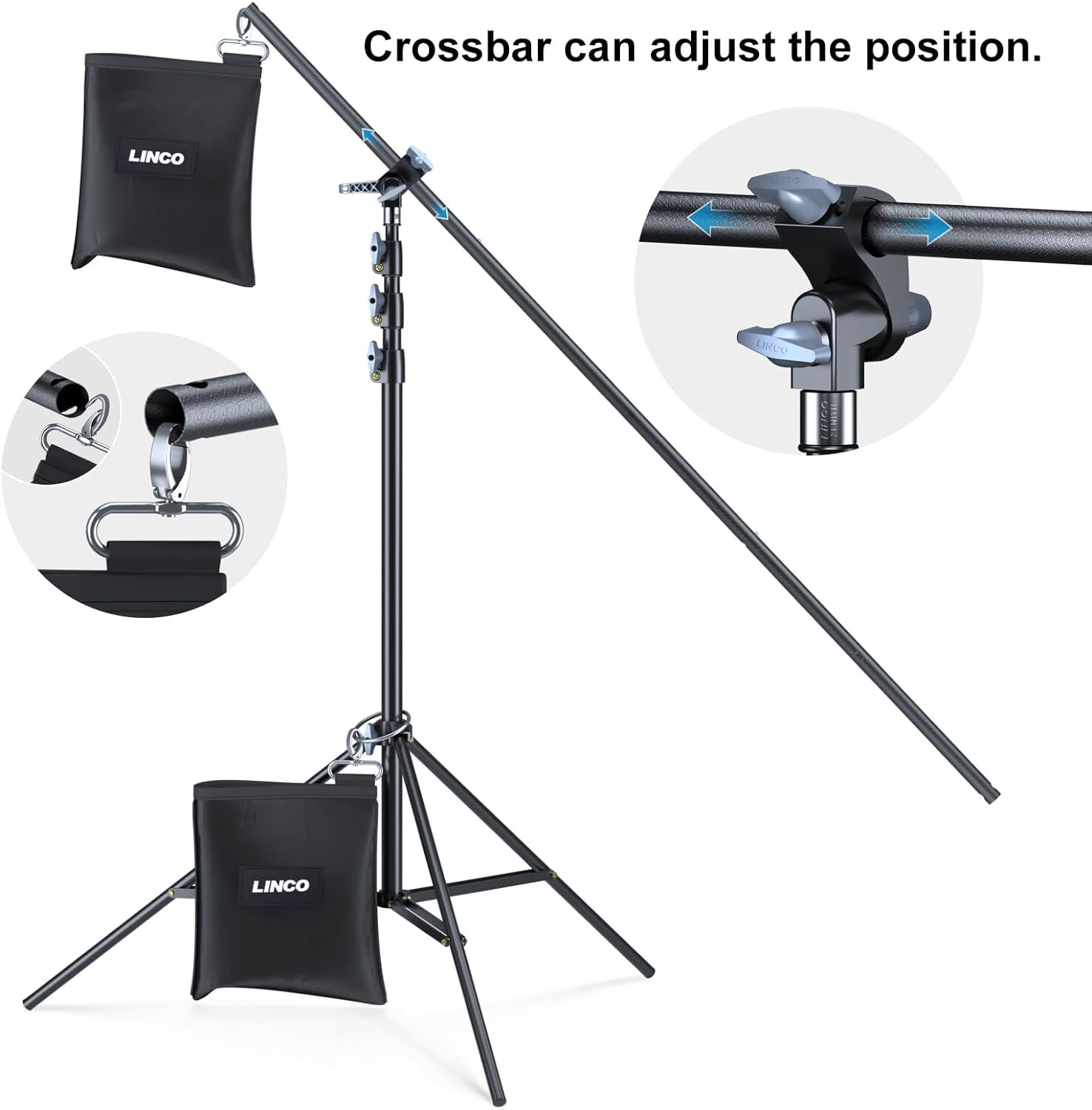 LINCO Photo T-Shape Backdrop Stand Background Backdrops Support Kit – 4198T