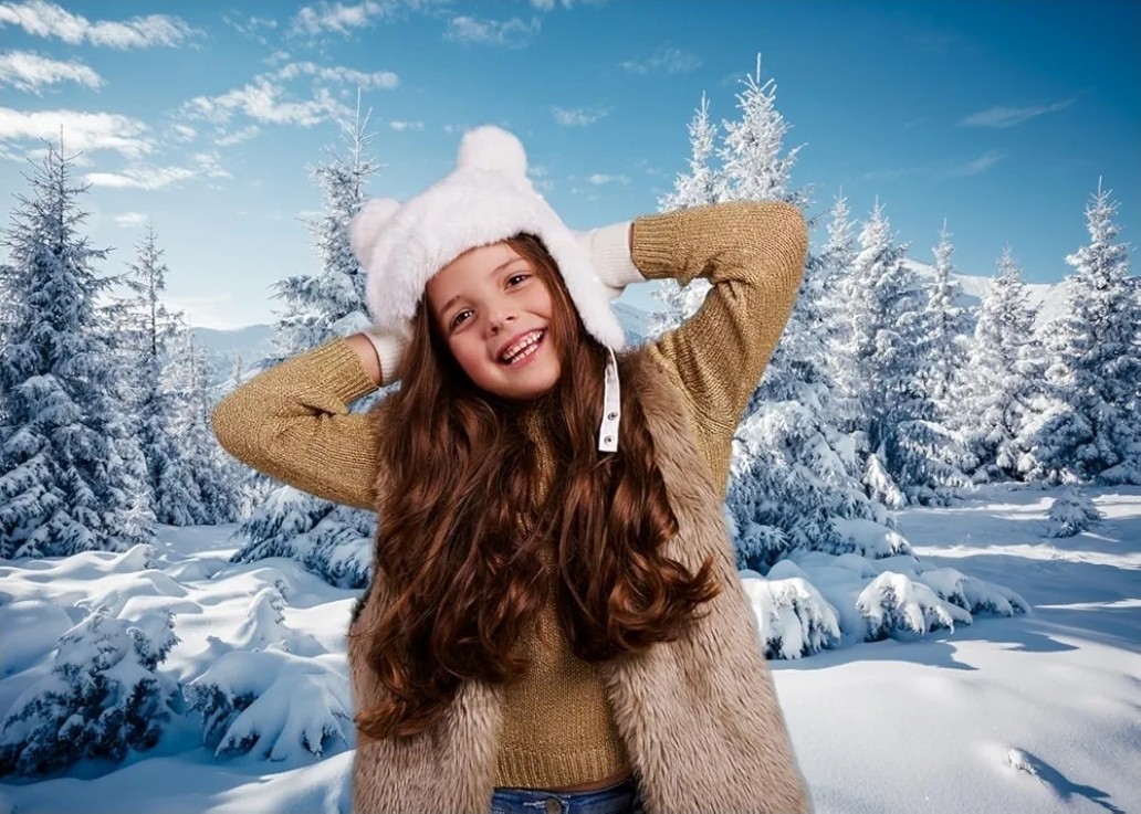 10x10Ft Winter Forest Snow Backdrop Outdoor White Snow Cover Pine Tree Photo