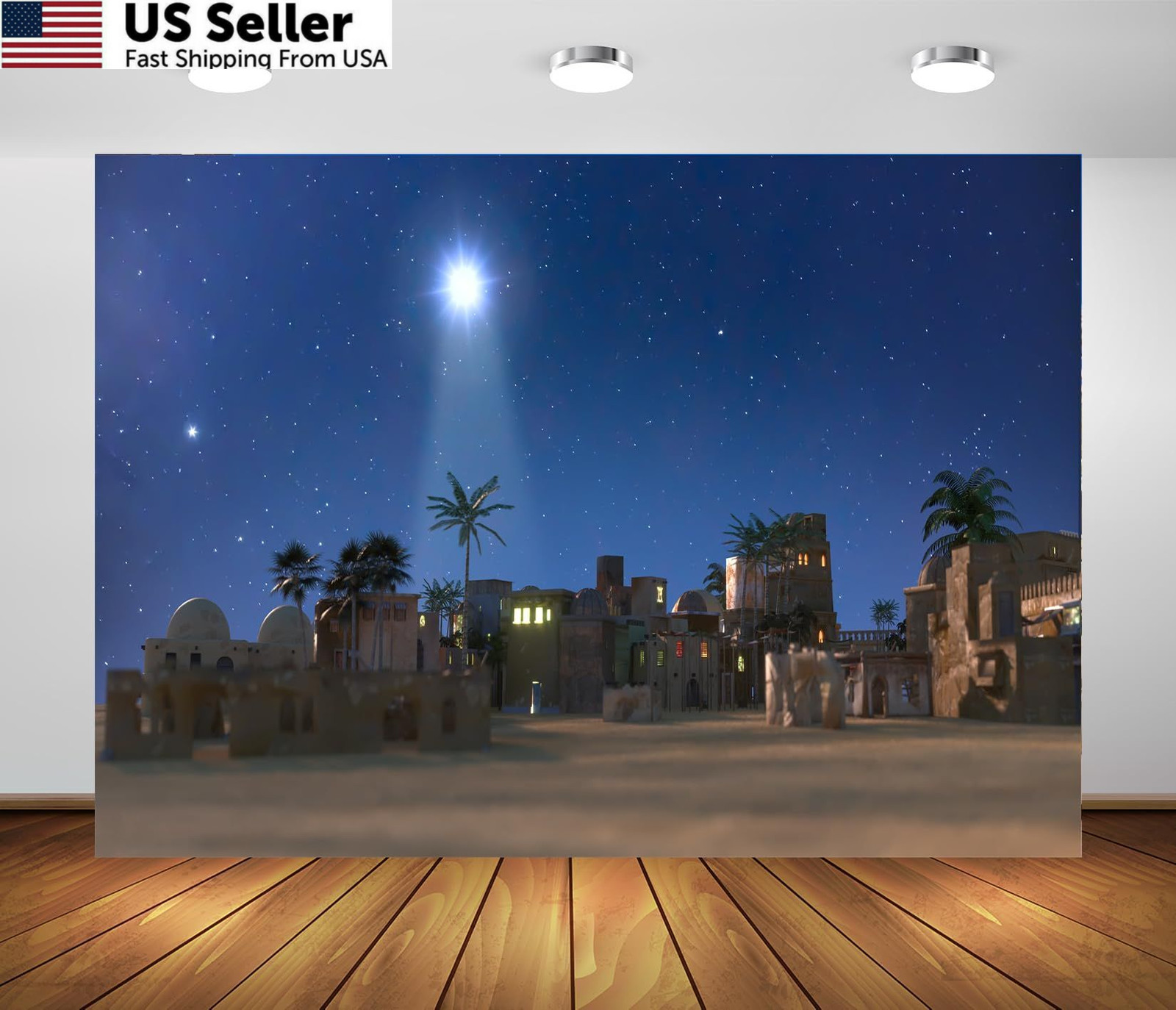 BELECO 7x5ft Fabric Nativity Backdrop with Christmas Star, 7x5FT, A18971