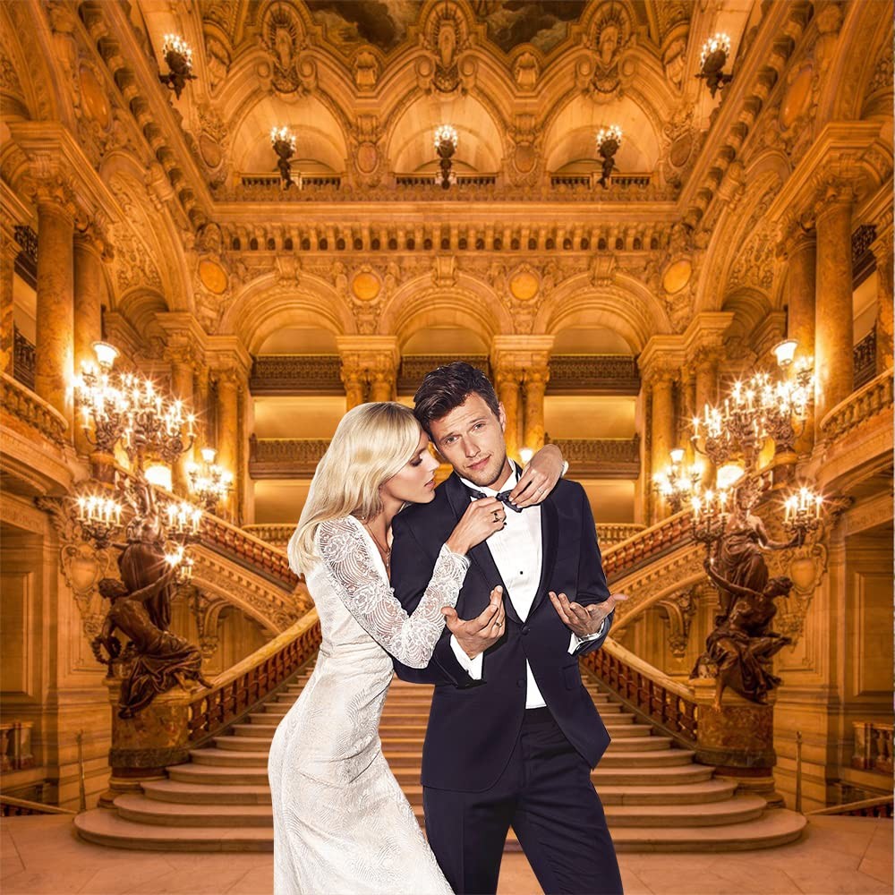 Renaiss 6x6ft Gold Luxurious Palace Backdrop for 6x6ft, WSNBK04835