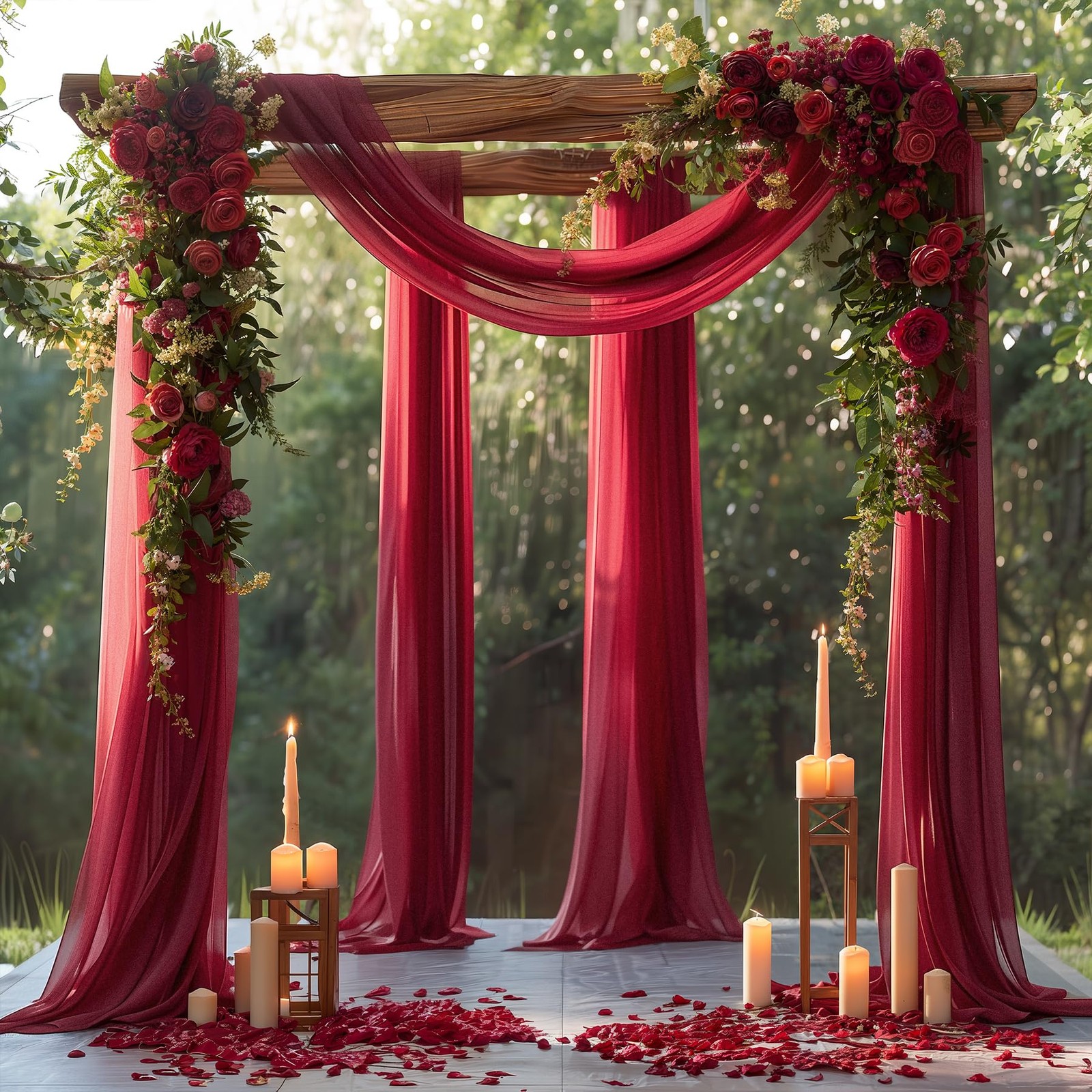 2 Panels Burgundy Arch Draping Fabric, 30 Inch x 20FT, Sheer Backdrop, Decor