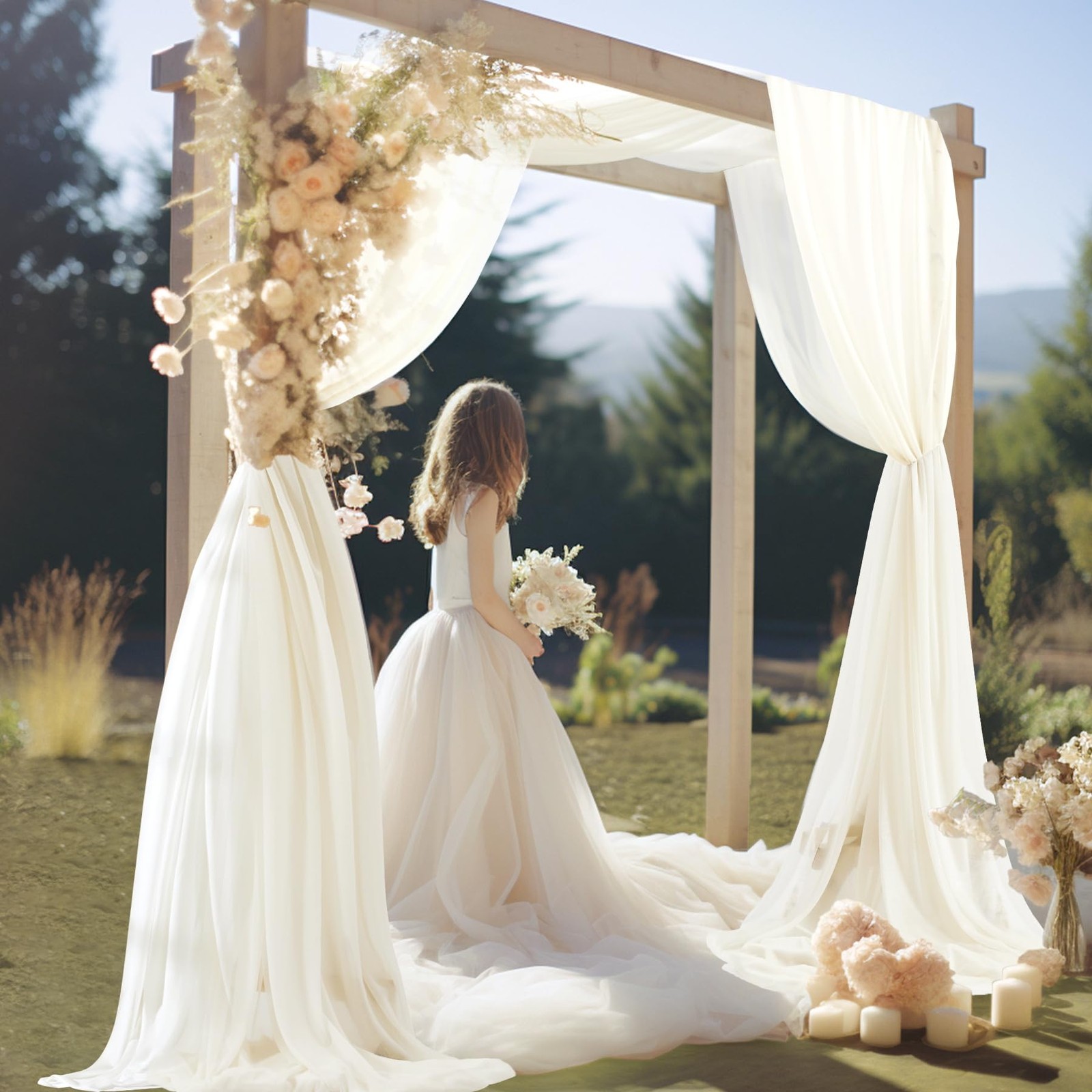 30 Inchx20 Ft Wedding Arch Draping Fabric 1 Panel Ivory Sheer Curtain Drape