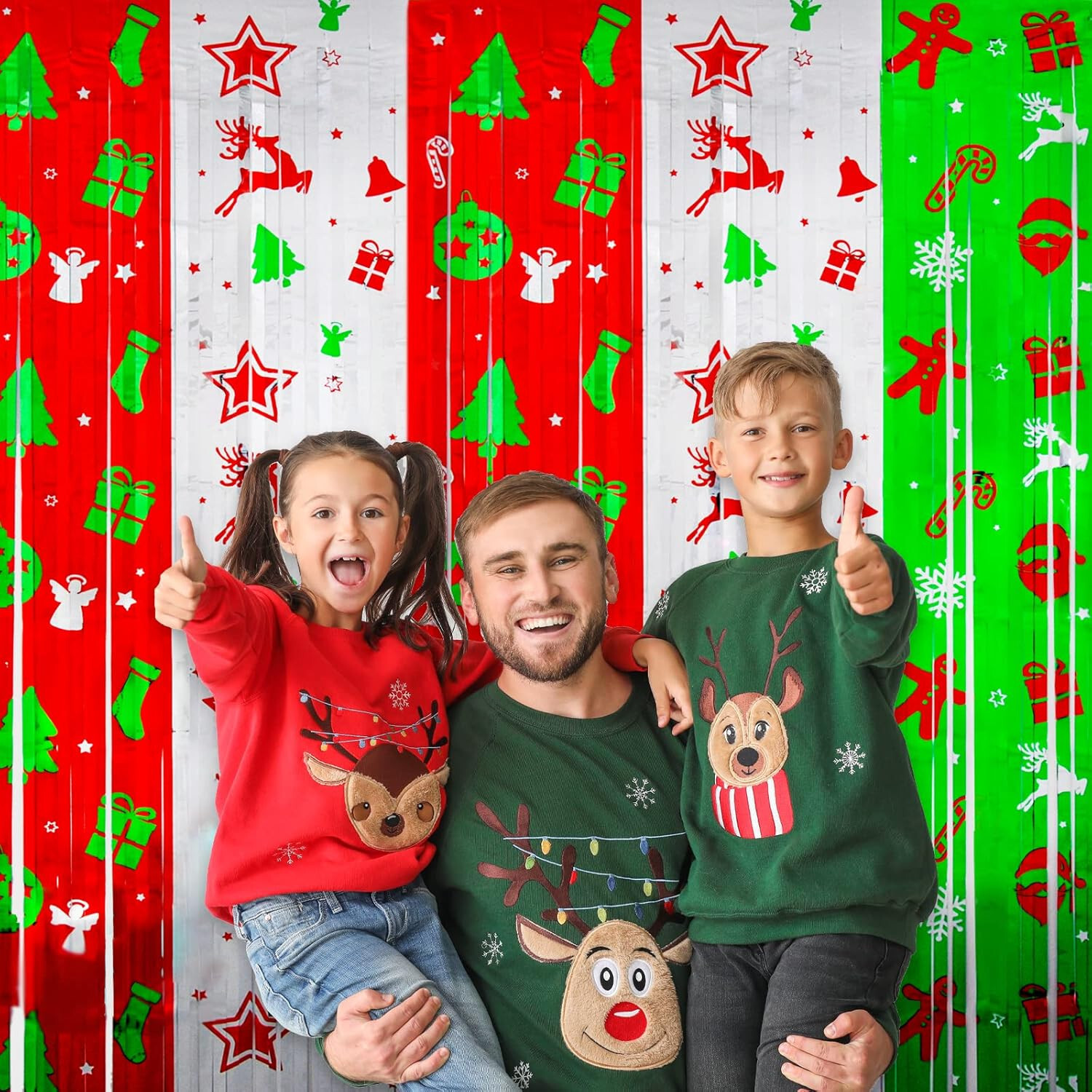 LOLStar Christmas Party Decoration – 4 Pack Christmas Themed Pattern Foil Fring