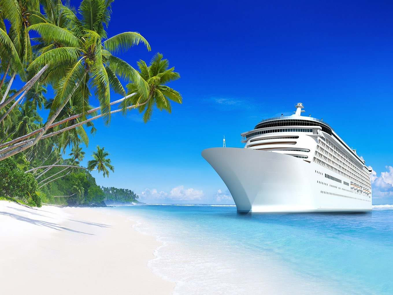 6.5x5Ft Ocean Sea Beach Coconut Tree Cruise Ship Yacht Backdrop Photography 12