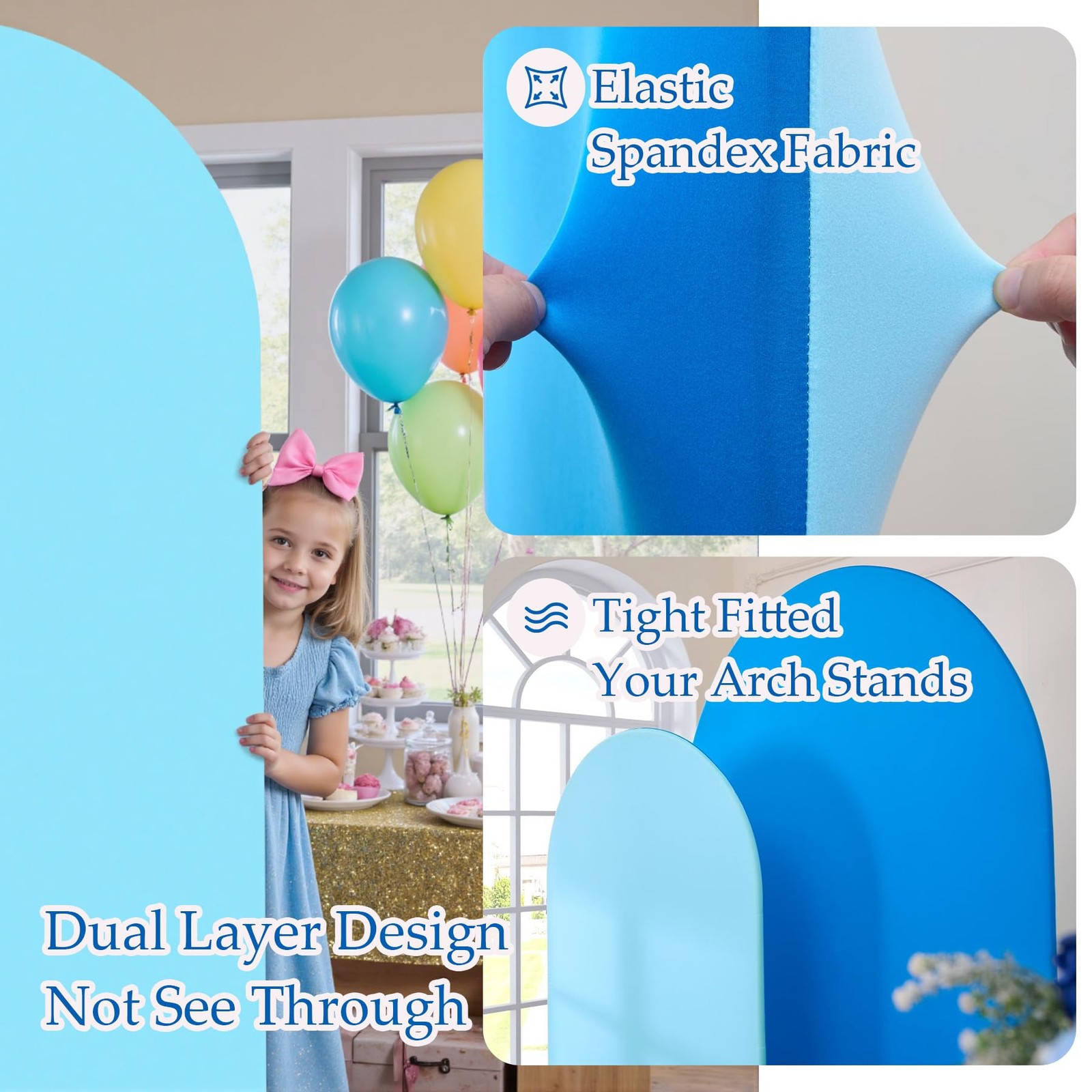 Blue Royal Blue Arch Backdrop Cover Set of 2-7.2ft 6ft Dual Color Wedding Arch