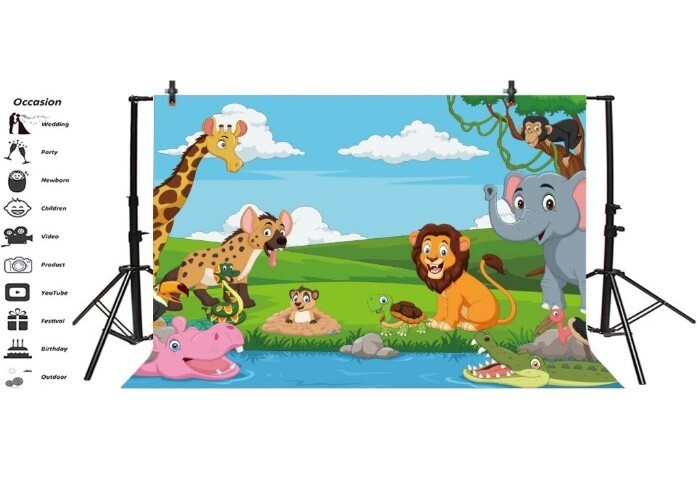 Forest Cartoon Animals Photography Background Party Backdrops for Studio Props