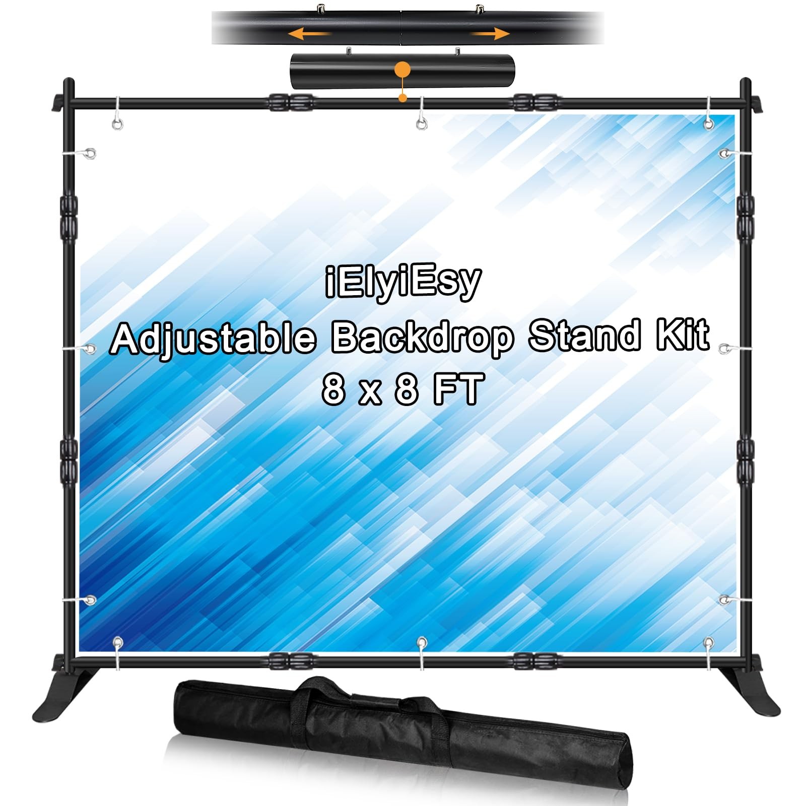Backdrop Banner Stand, 8x8FT Heavy Duty Adjustable Step and Repeat Stand with…